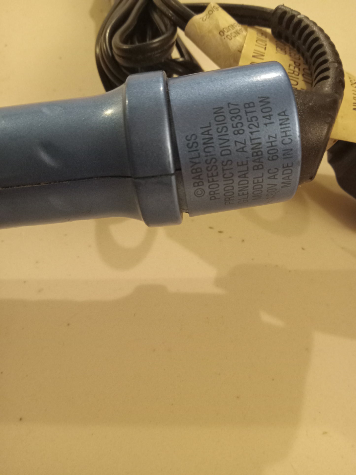 Nano Titanium Blue Hair Curling Iron, Straight Rod, BaByliss Pro 1 1/4" Tapered Barrel USED