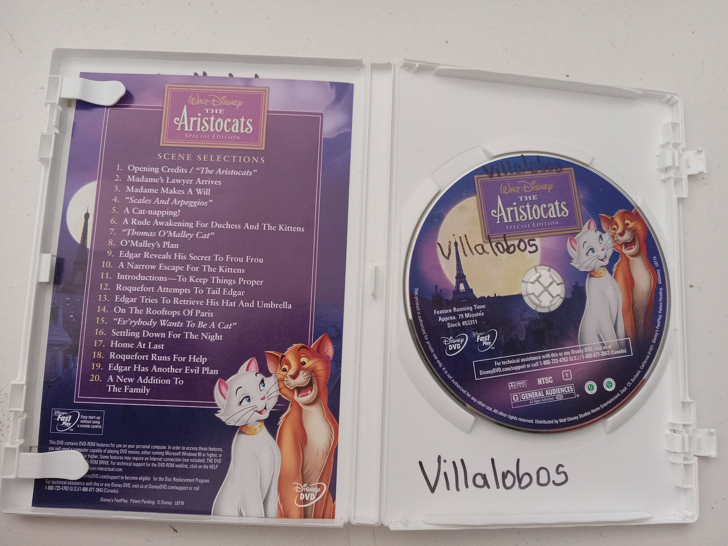 The Aristocats, Disney Animation Special Edition, DVD Movie, Widescreen, Rated G, USED