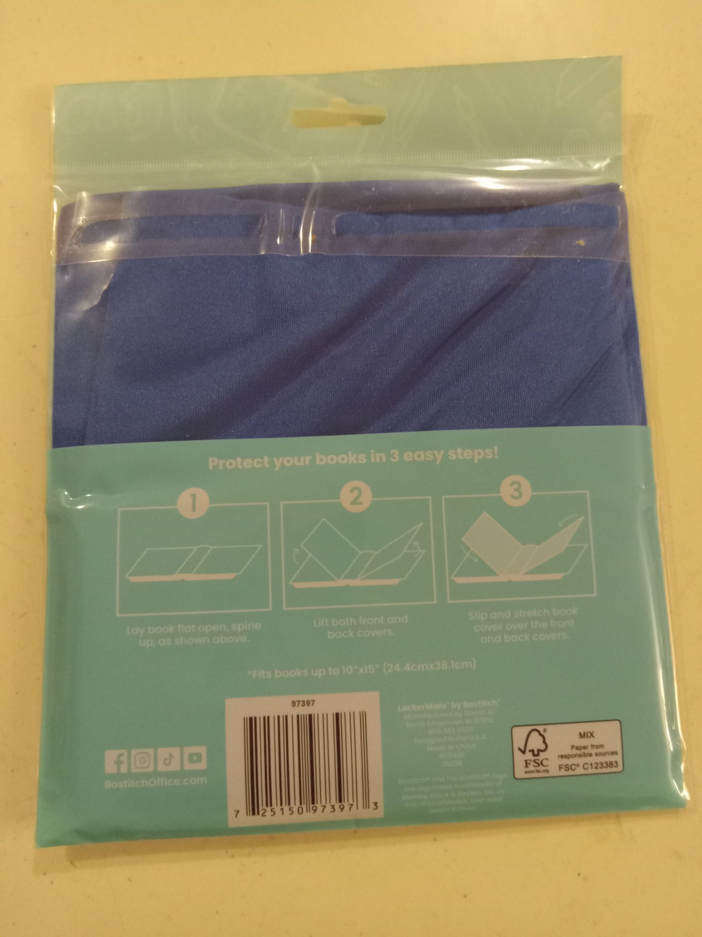 LockerMate Jumbo Book Cover XXL (10"x15") Super Stretchy Blue/Black/Red, NEW