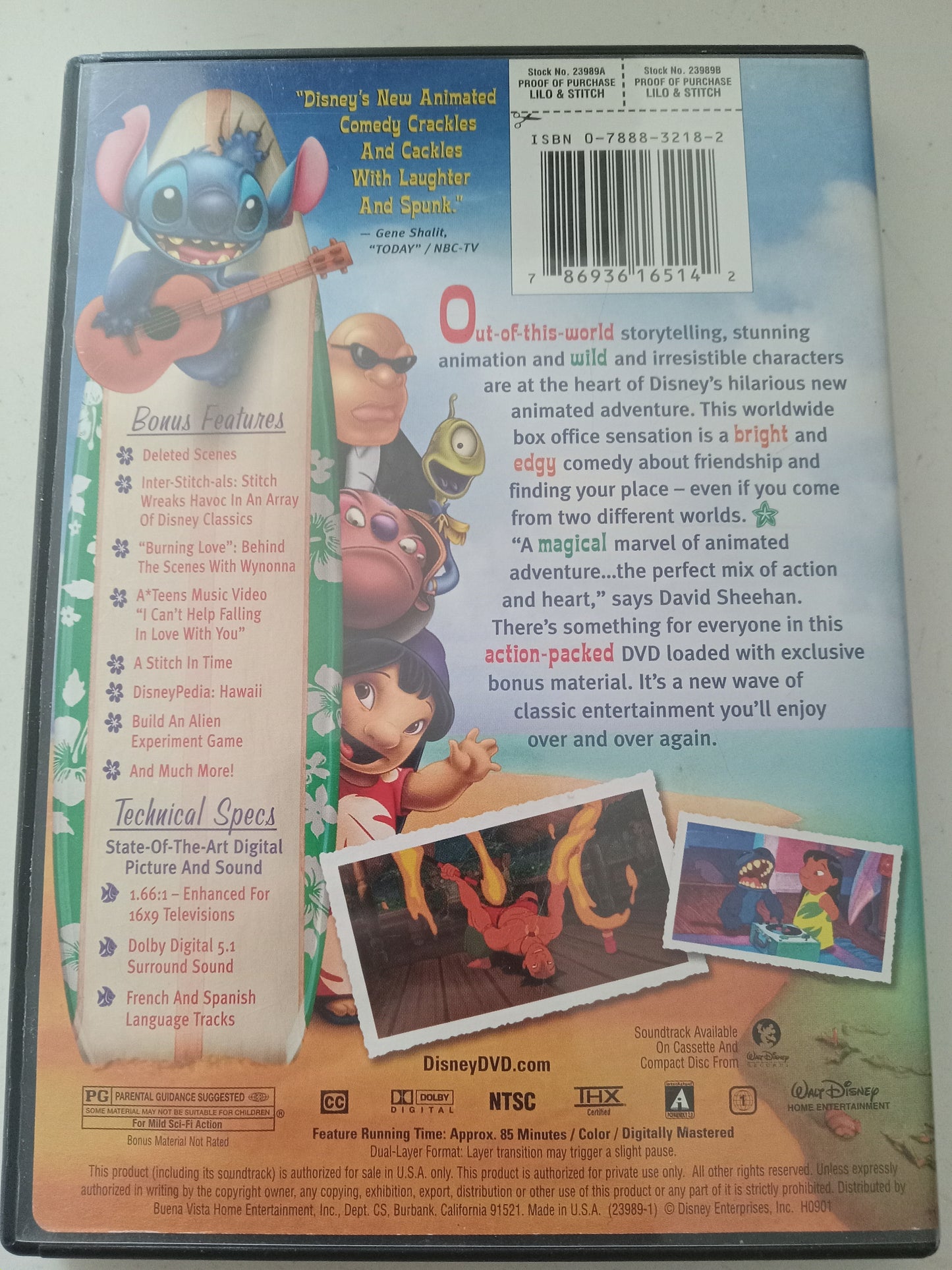 Lilo & Stitch, DVD Movie, Widescreen, Rated PG, USED