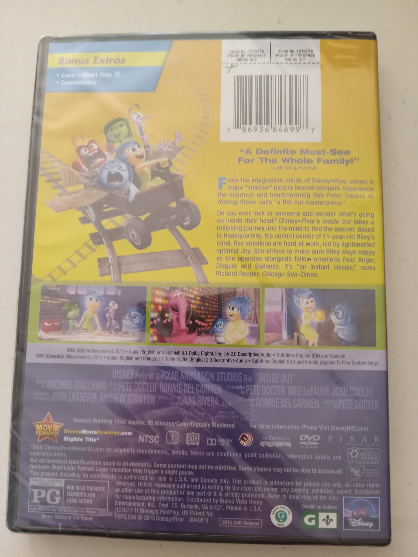 Inside Out, DVD Movie, Widescreen, Rated PG, NEW