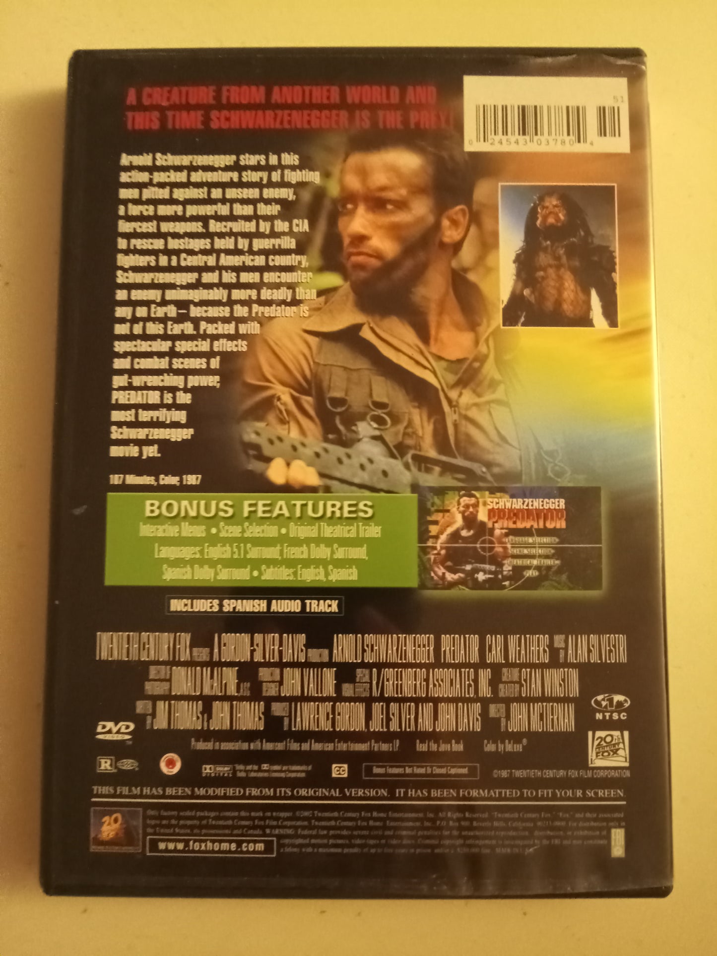 Predator DVD Movie, Widescreen/Fullscreen, Rated R, USED