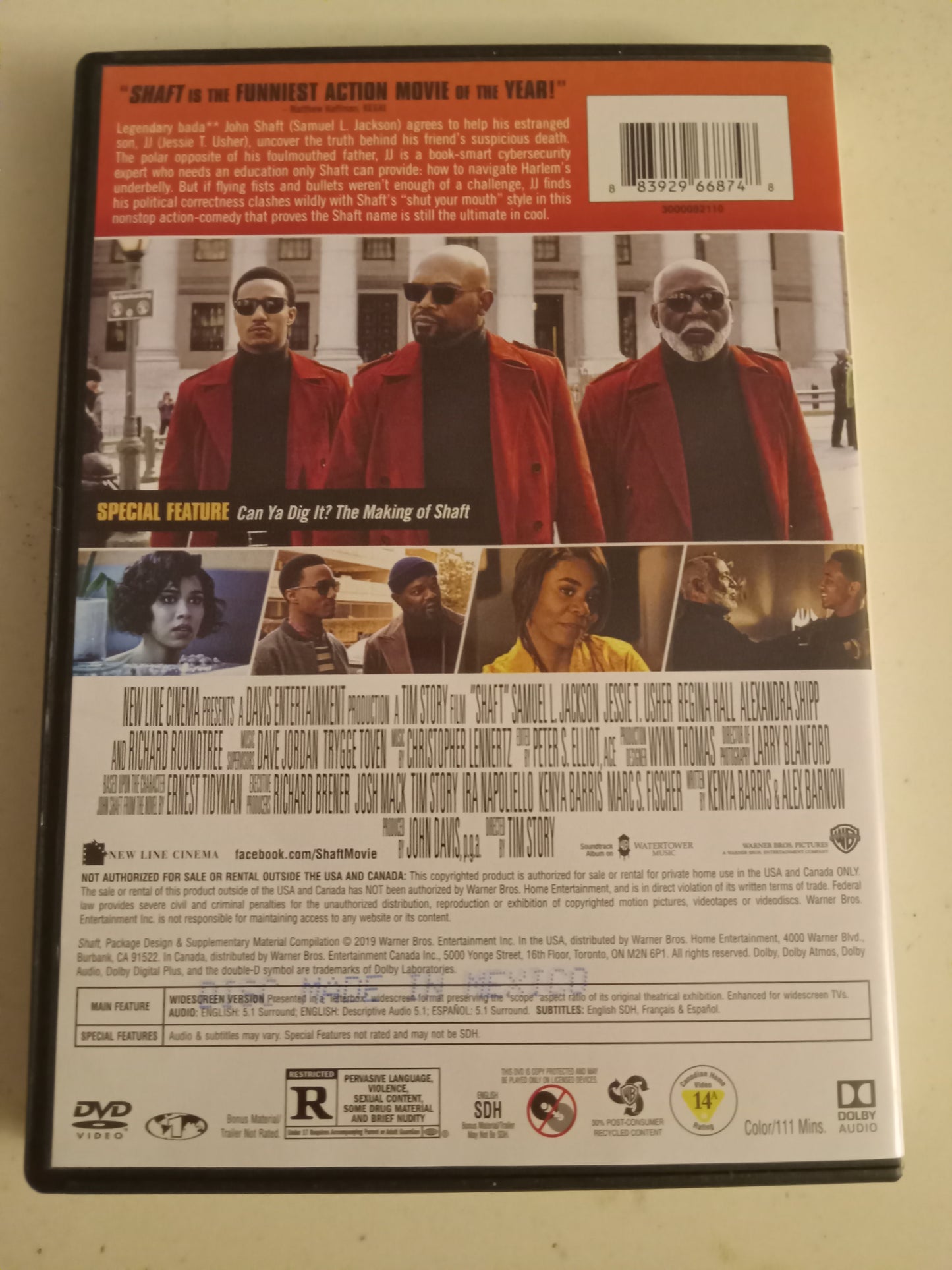 Shaft DVD Movie, Samuel Jackson Widescreen, Rated R, NEW/USED