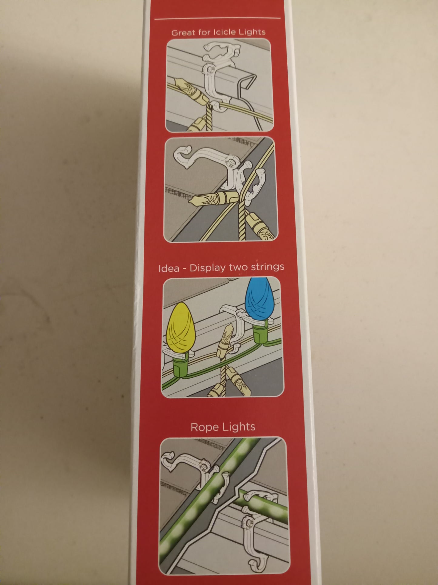 Christmas Light Clips, 100 All-Purpose Holders, Icicle/C bulbs/G bulbs/Mini/Rope, NEW