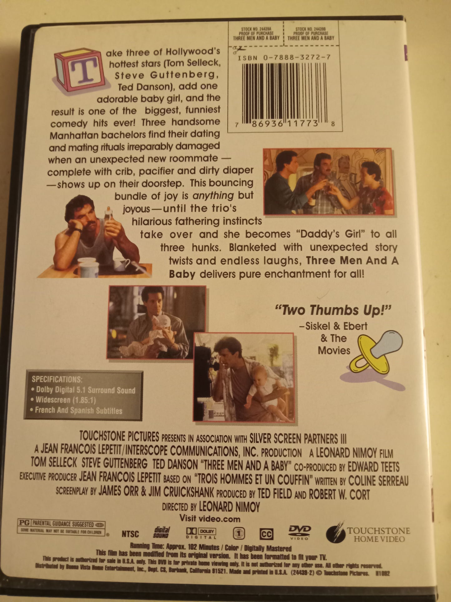 Three Men And A Baby, DVD Movie, Widescreen, Rated PG, USED