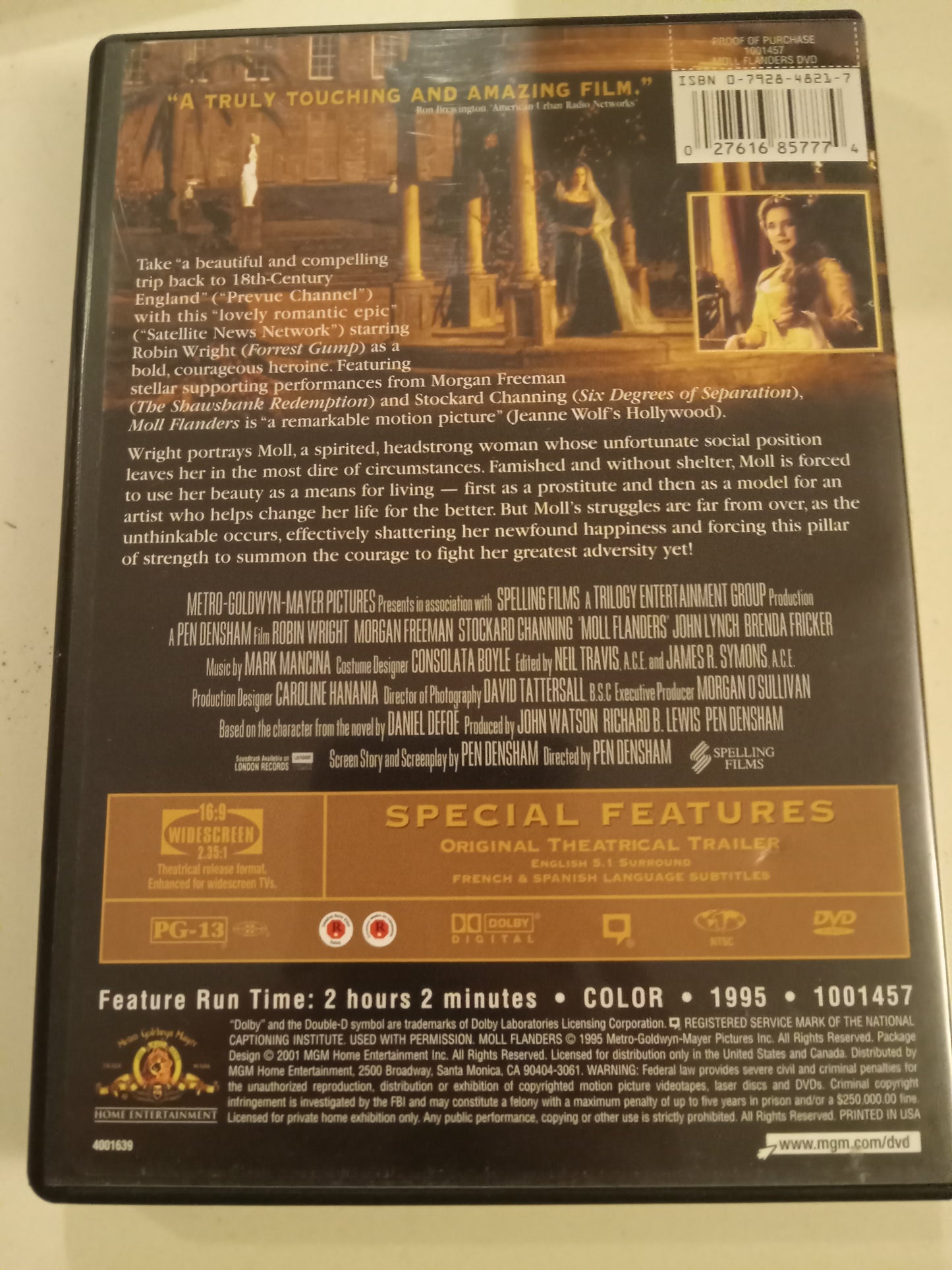Moll Flanders, DVD Movie, Morgan Freeman Widescreen, Rated PG-13, NEW/USED