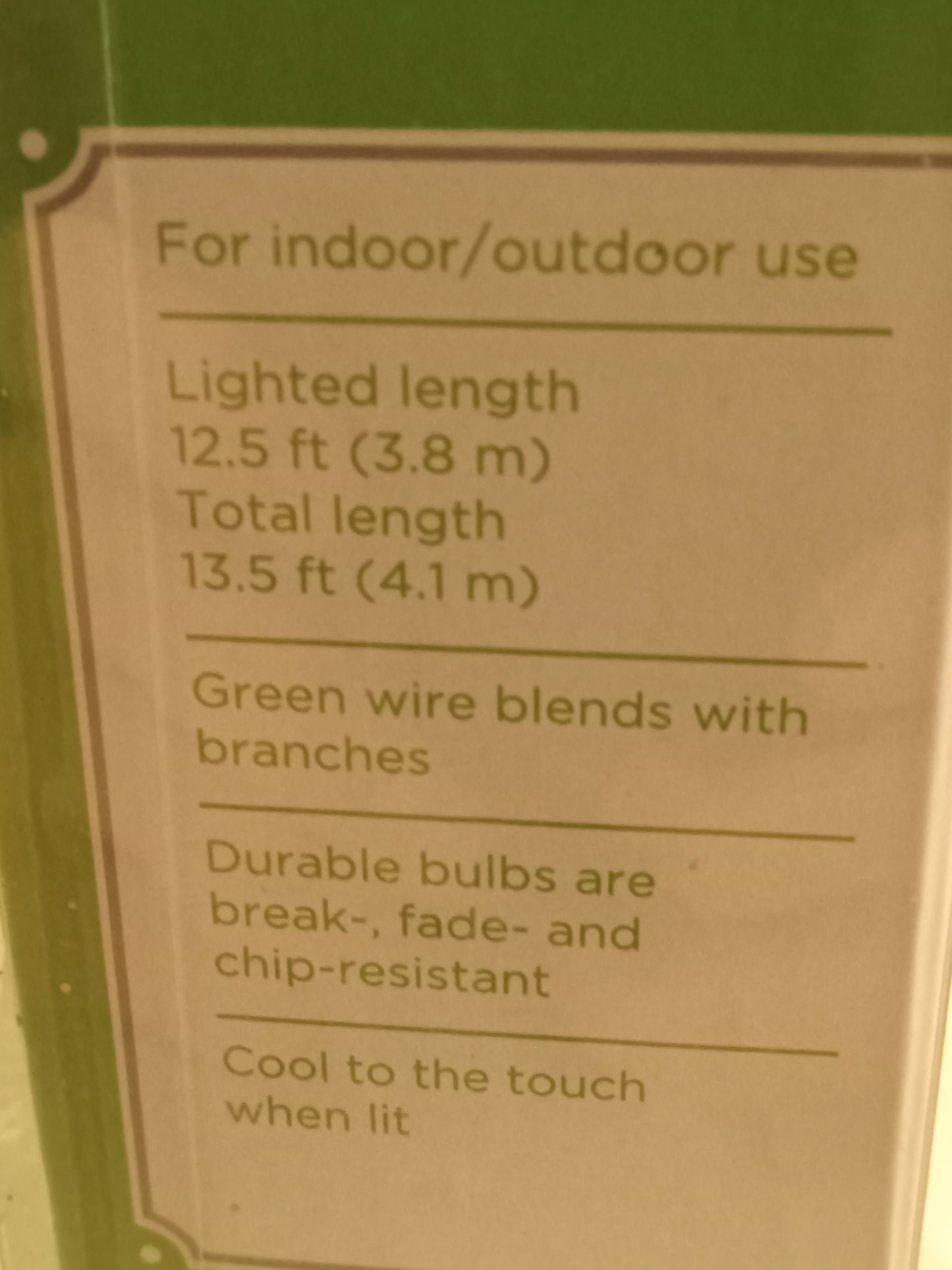 Christmas Lights, 50 LED Small Faceted Globe G12 Lights, Warm White, 8 Functions, Green Wire, Holiday Time, NEW