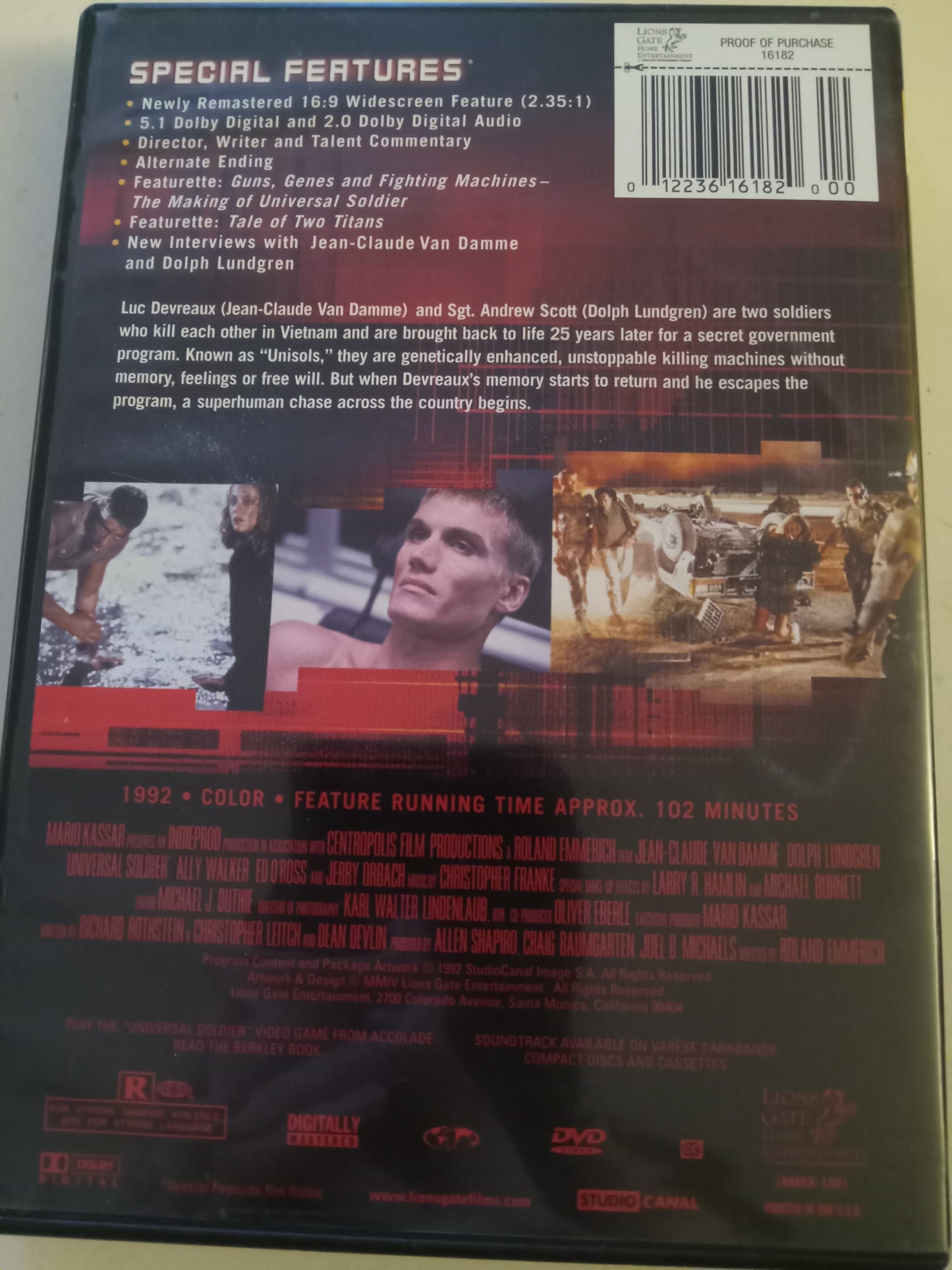 Universal Soldier, DVD Movie, Widescreen, Rated R, USED