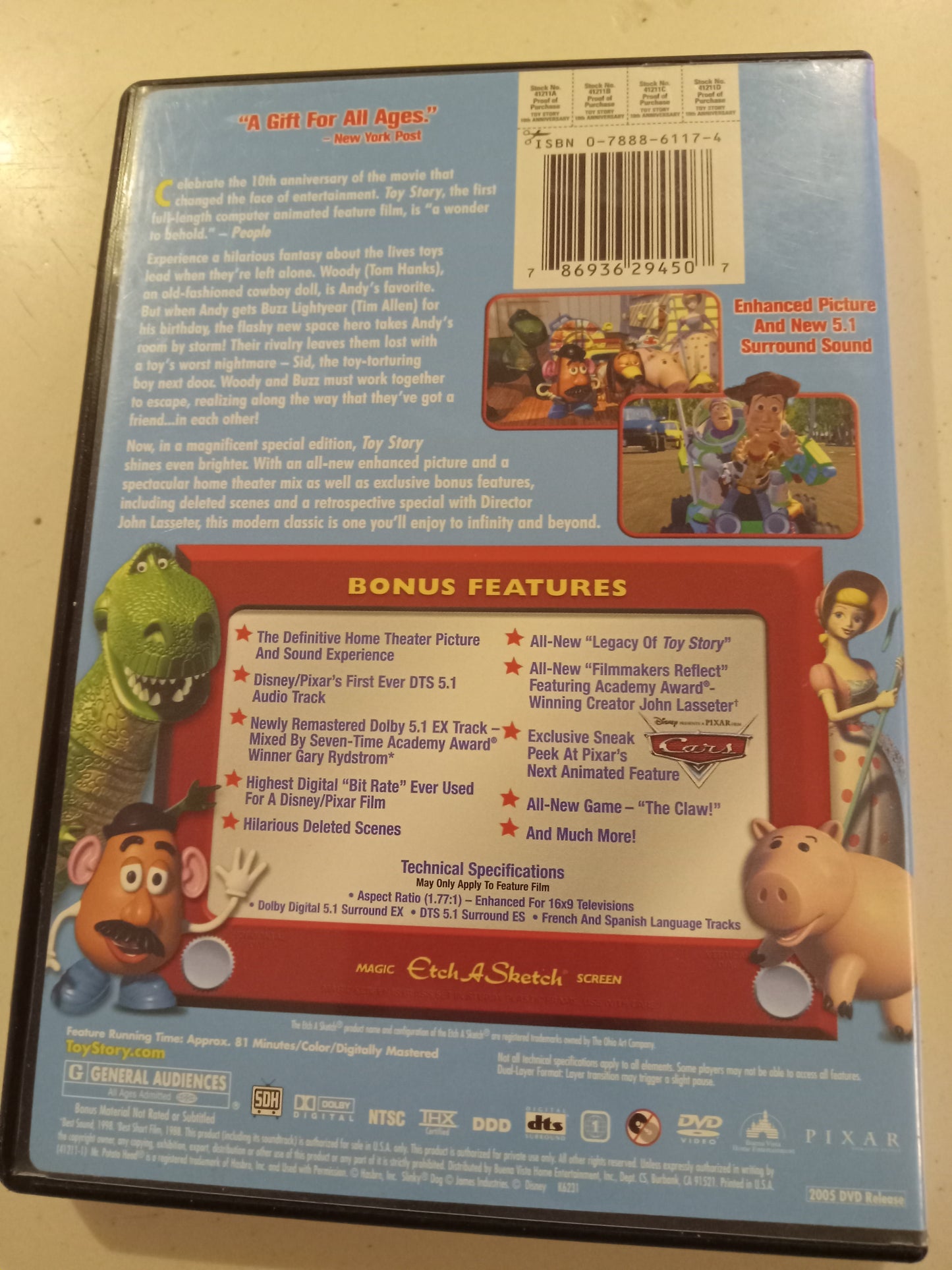 Toy Story, 10th Anniversary Edition, 2 Discs, DVD Movie, Fullscreen, Rated G, USED