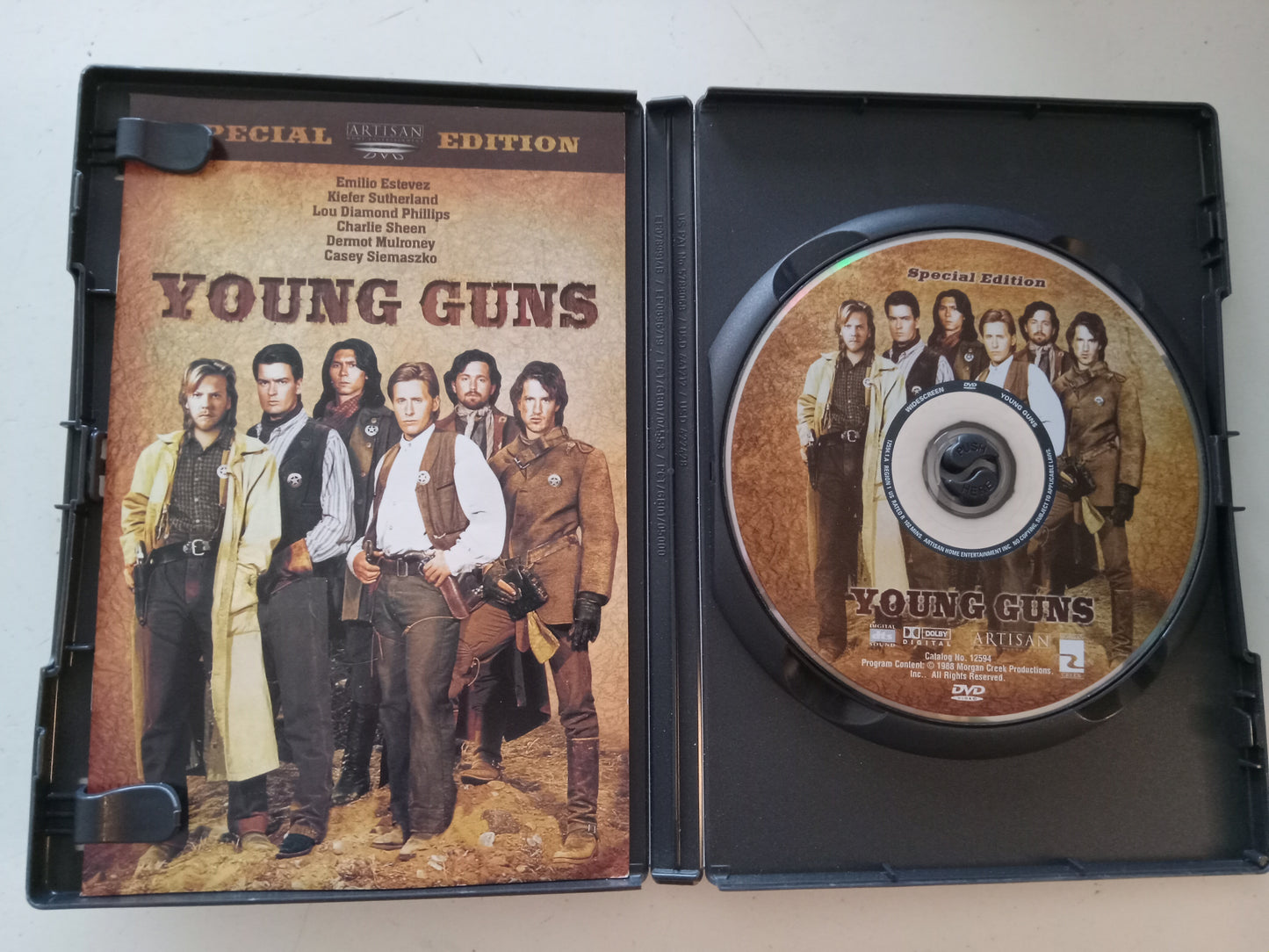 Young Guns, Exclusive Retro VHS Slip Cover/Special Ed. DVD Movie, Emilio Estevez Widescreen, Rated R, NEW/USED