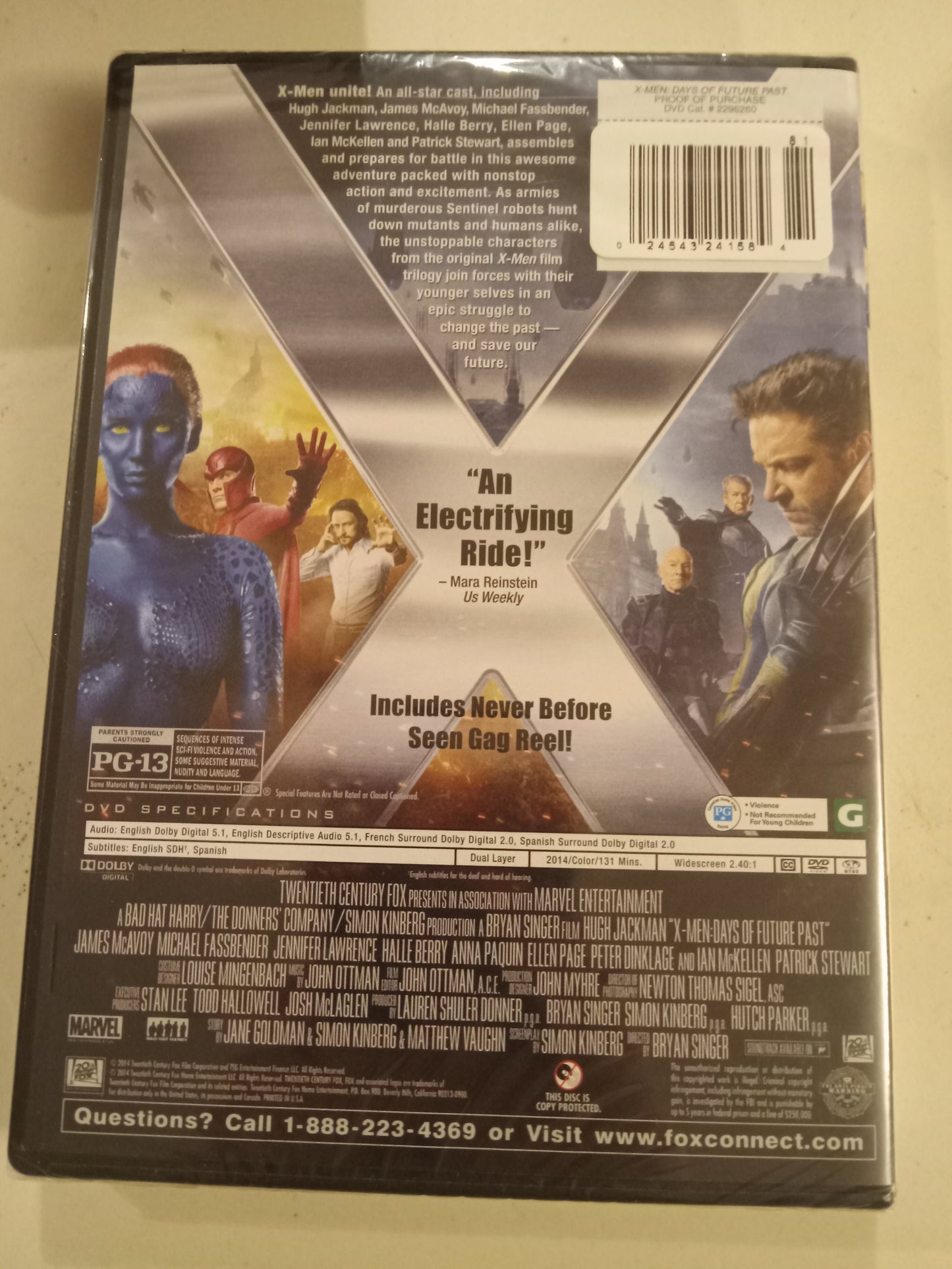 X-Men Days Of Future Past, DVD Movie, Widescreen, Rated PG-13, NEW