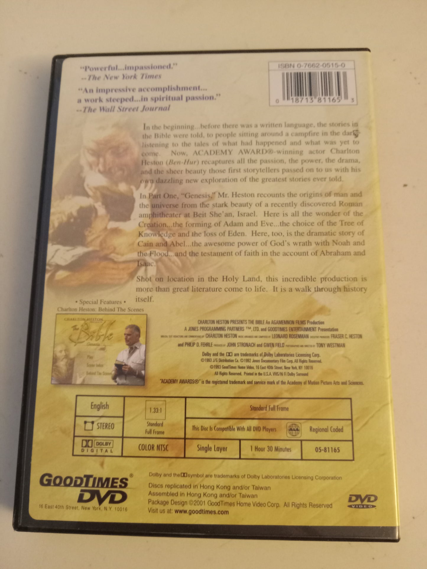 Charlton Heston Presents The Bible, Genesis, Story of Moses, Jesus Of Nazareth, DVD Movies, Fullscreen, Not Rated, USED