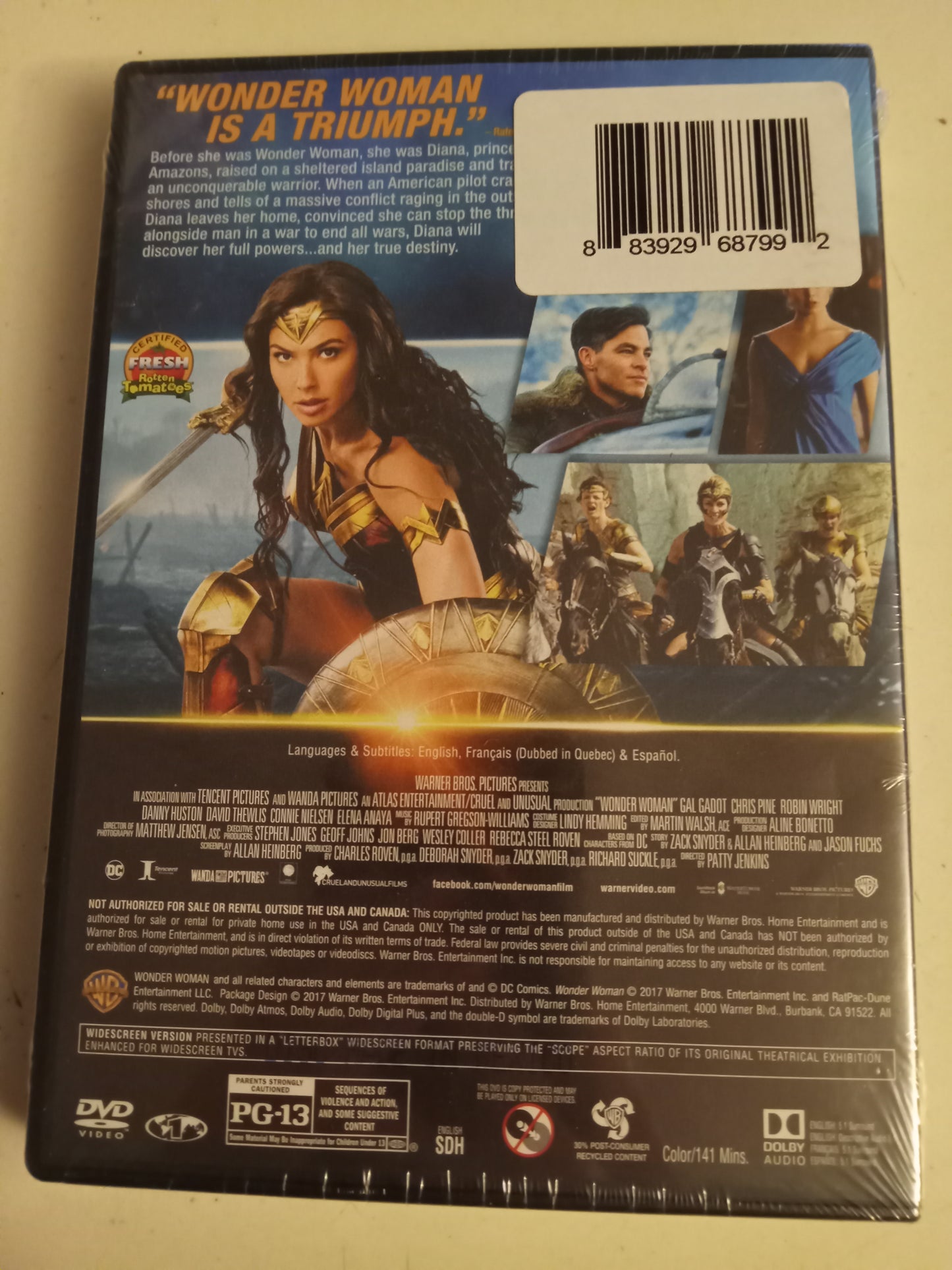 Wonder Woman, DVD Movie, Widescreen, Rated PG-13, NEW