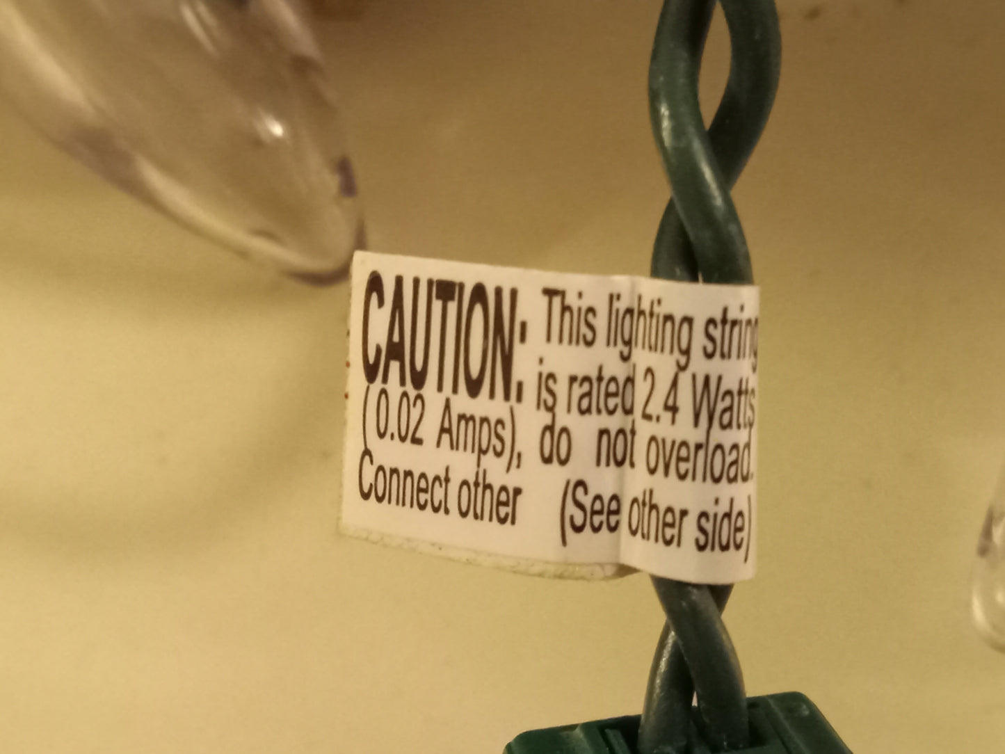 Christmas Lights, 25 LED C7 Lights, Cool White, Green Wire, Holiday/Wedding Lights, USED