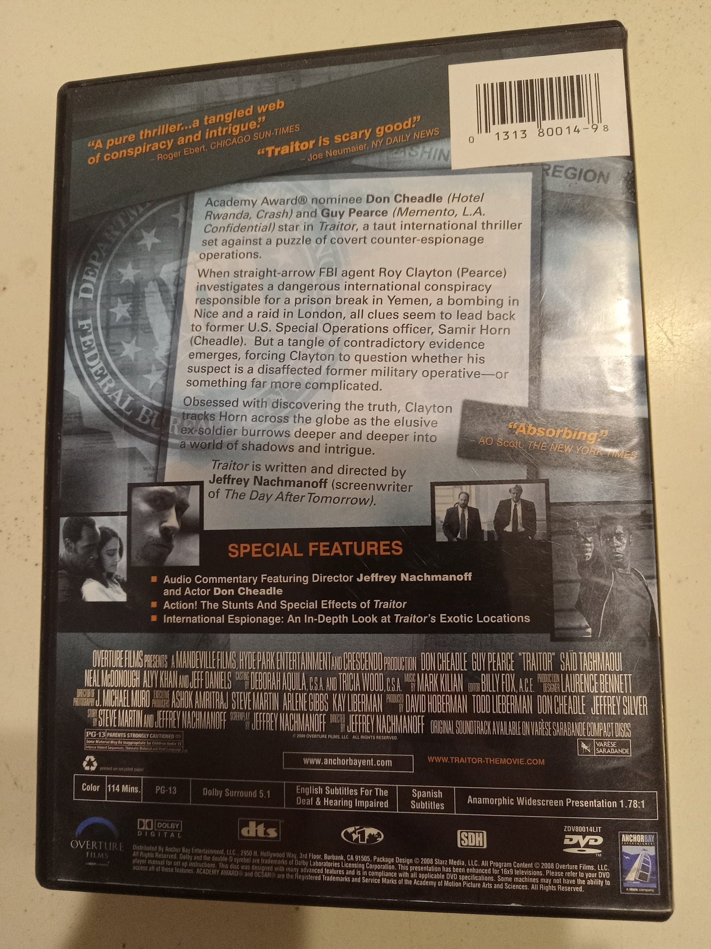 Traitor, DVD Movie, Don Cheadle, Widescreen, Rated PG-13, USED