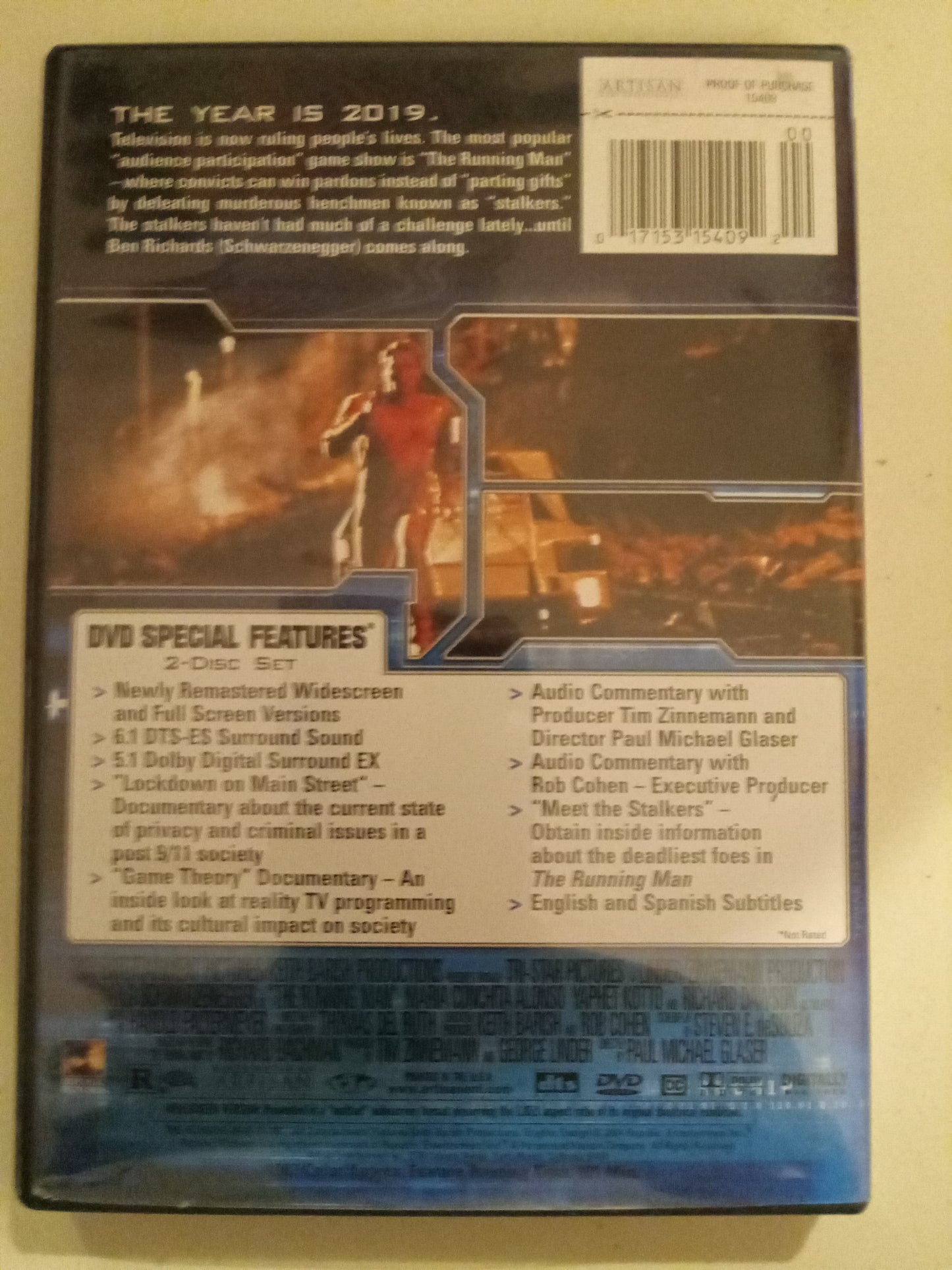 The Running Man, DVD Movie, Rated R, Widescreen 2 Disc Special Ed, USED