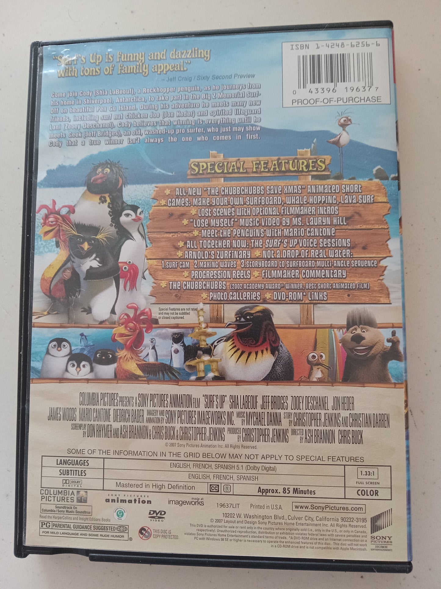 Surf's Up, Sony Animation DVD Movie, Widescreen/Fullscreen, Rated PG, USED