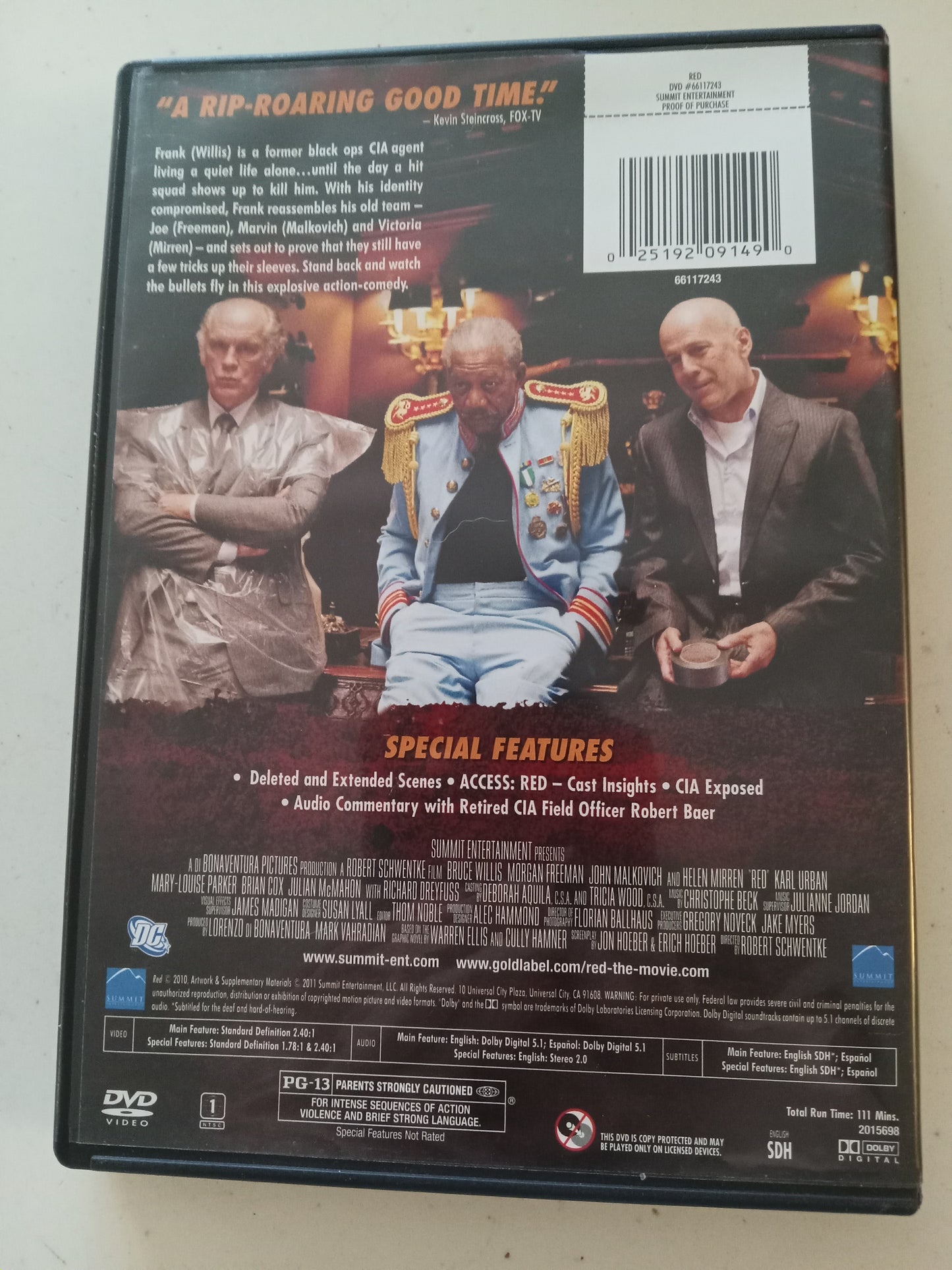 Red, Special Edition, DVD Movie, Bruce Willis, Widescreen, Rated PG-13, USED
