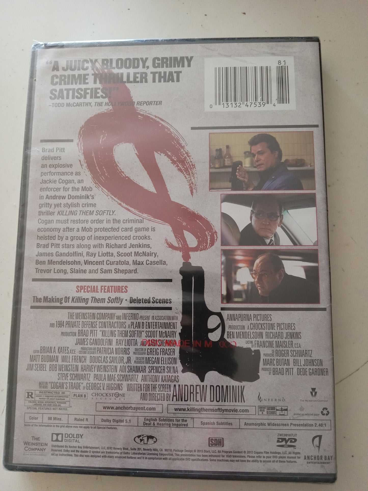 Killing Them Softly, DVD Movie, Brad Pitt Widescreen, Rated R, NEW/USED