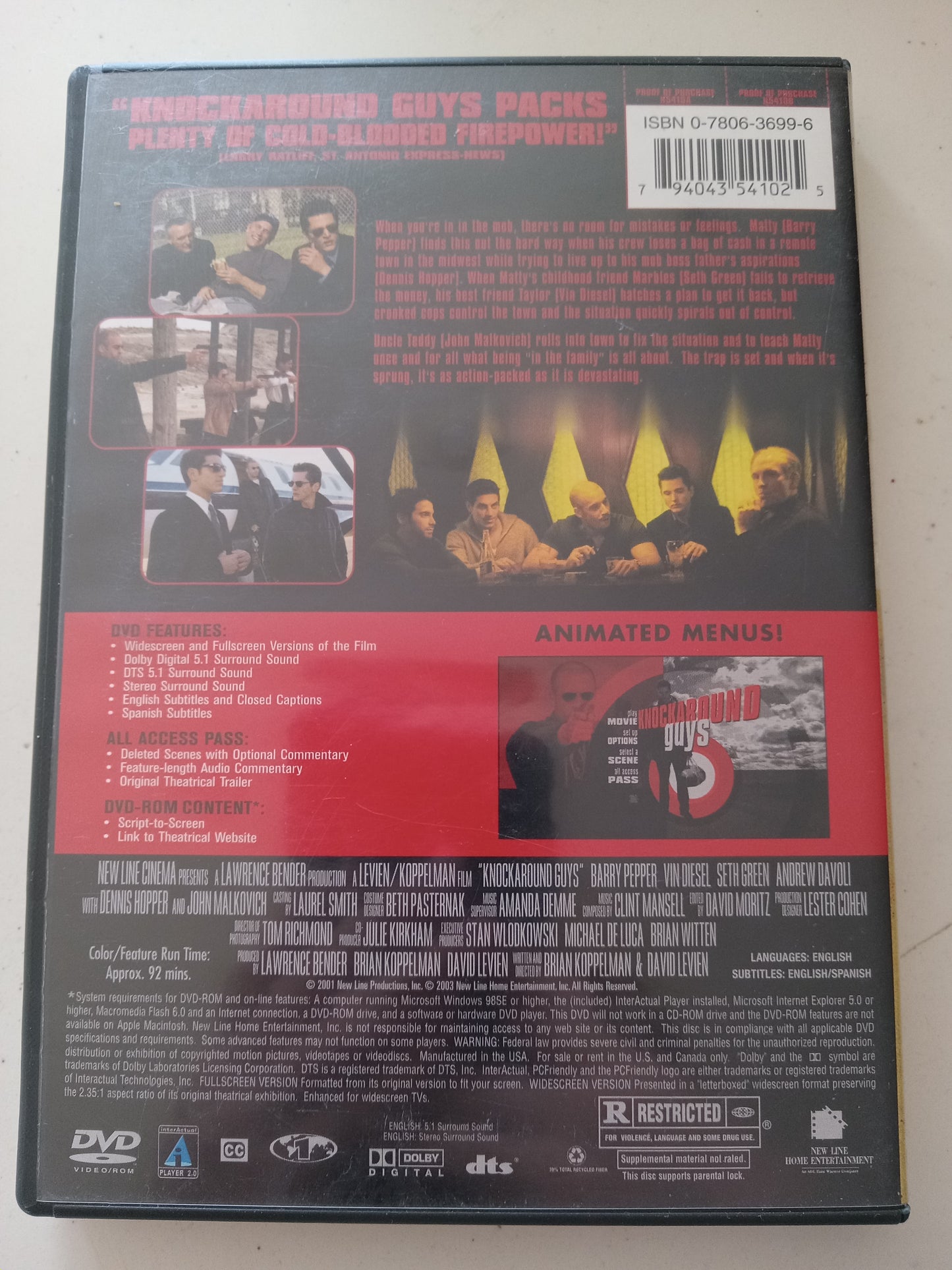 Knock Around Guys, DVD Movie, Vin Diesel Fullscreen/Widescreen, Rated R, USED