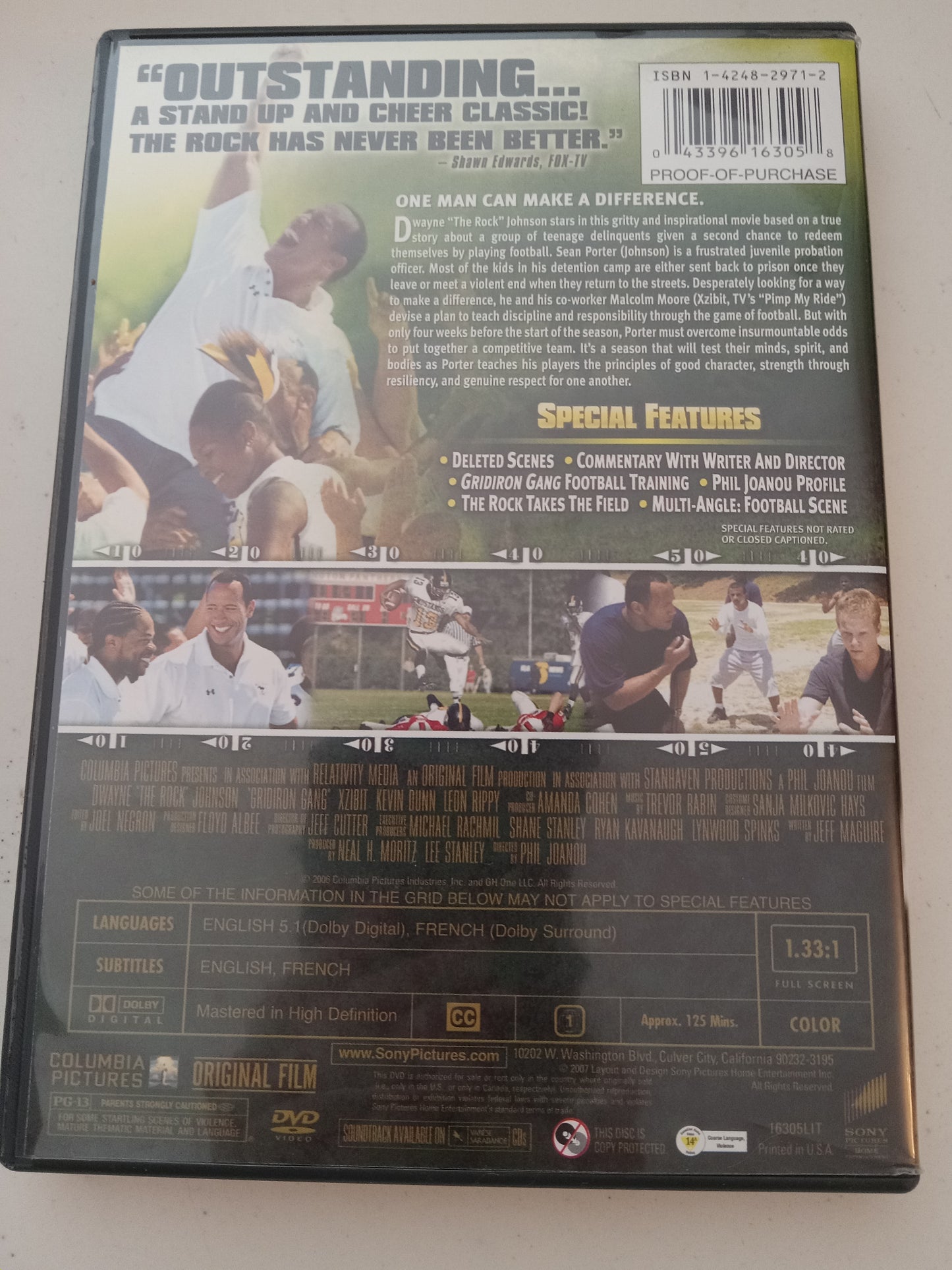 Gridiron Gang, DVD Movie, Dwayne Johnson Fullscreen, Rated PG-13, USED