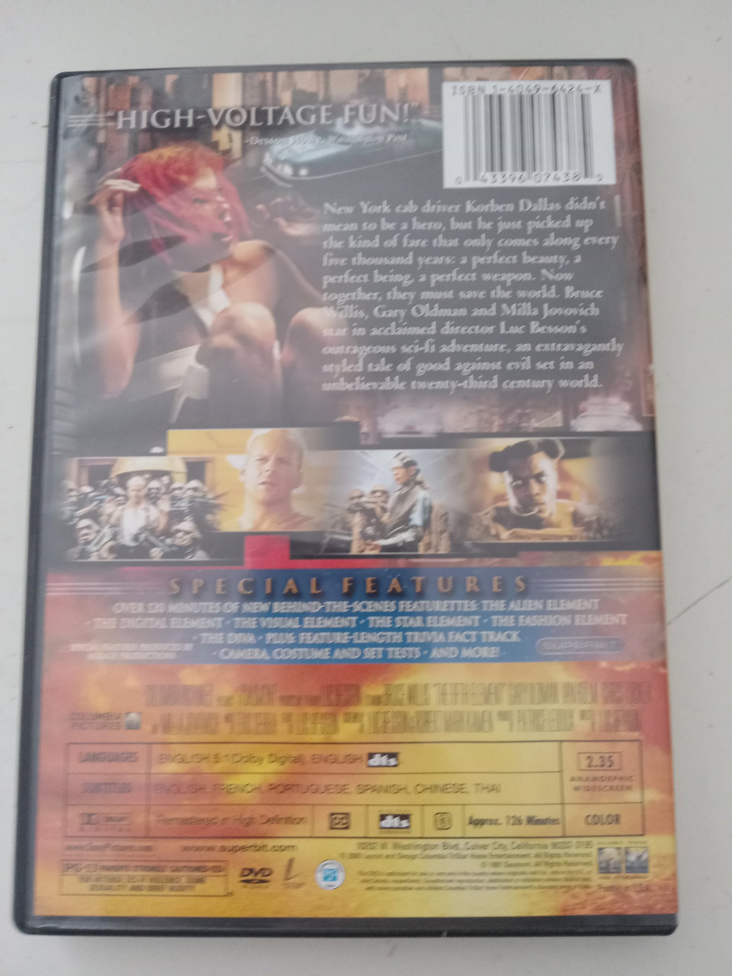 The Fifth Element, 2 Discs, DVD Movie, Bruce Willis Widescreen, Rated PG-13, USED