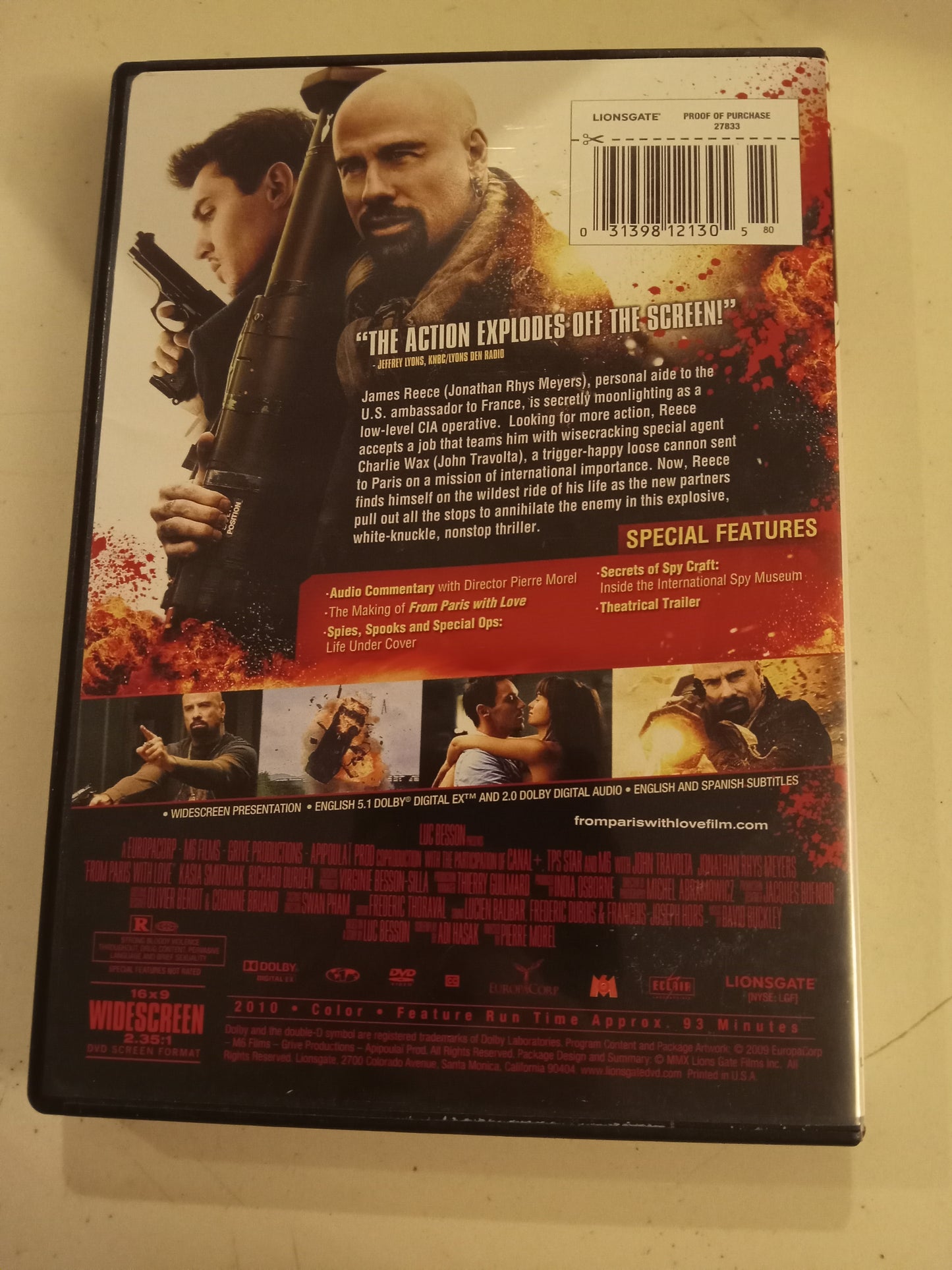 From Paris With Love, DVD Movie, John Travolta Widescreen, Rated R, USED