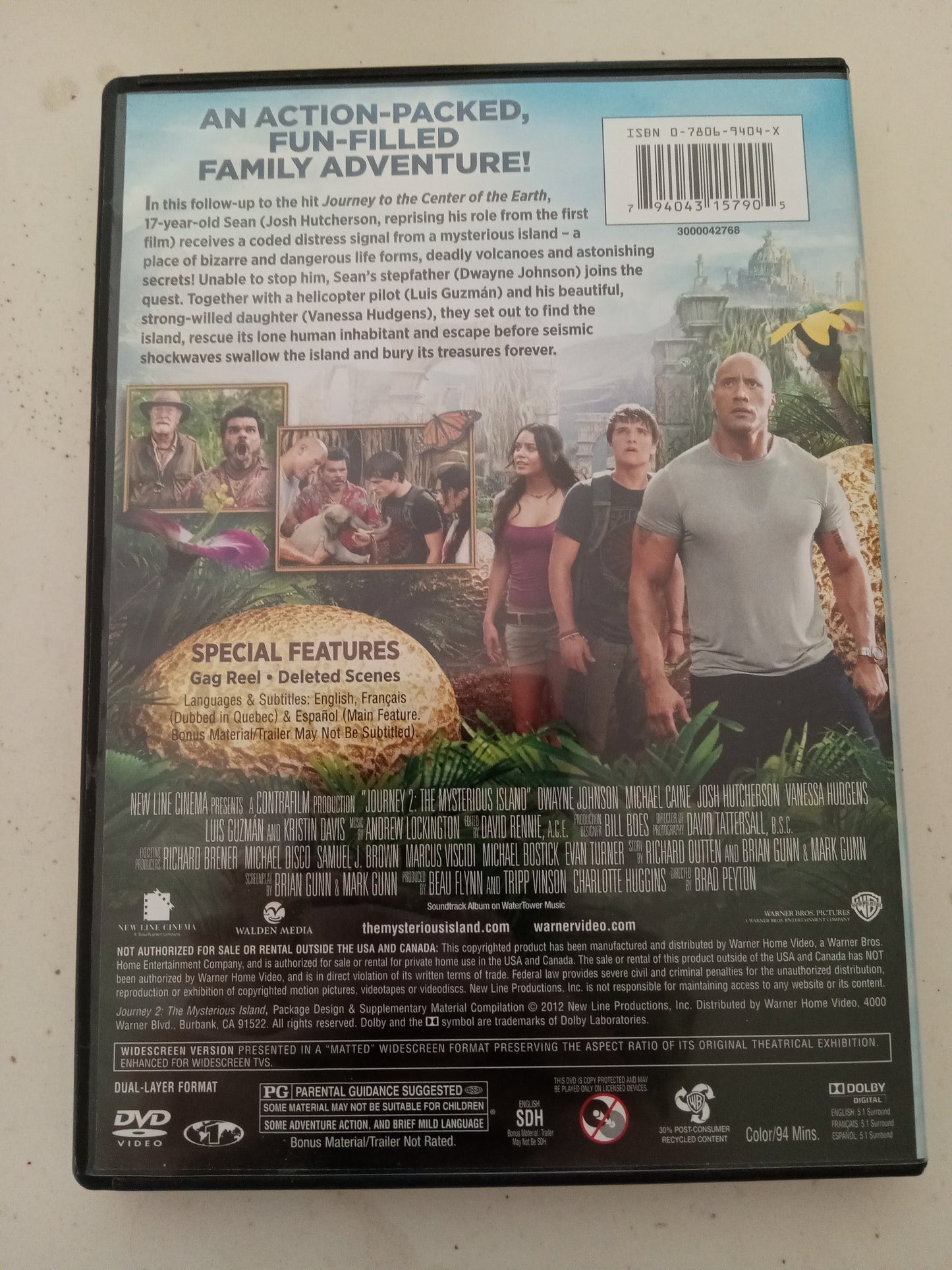 Journey 2 The Mysterious Island, DVD Movie, Dwayne Johnson Widescreen, Rated PG, USED