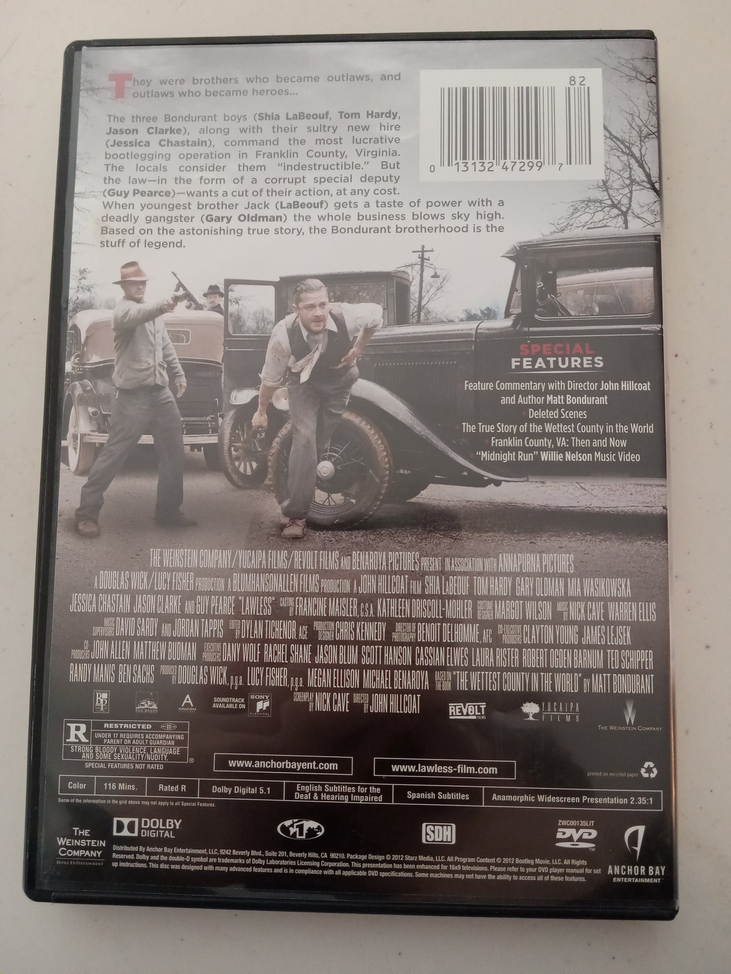 Lawless, DVD Movie, Shia Labeouf Widescreen, Rated R, USED