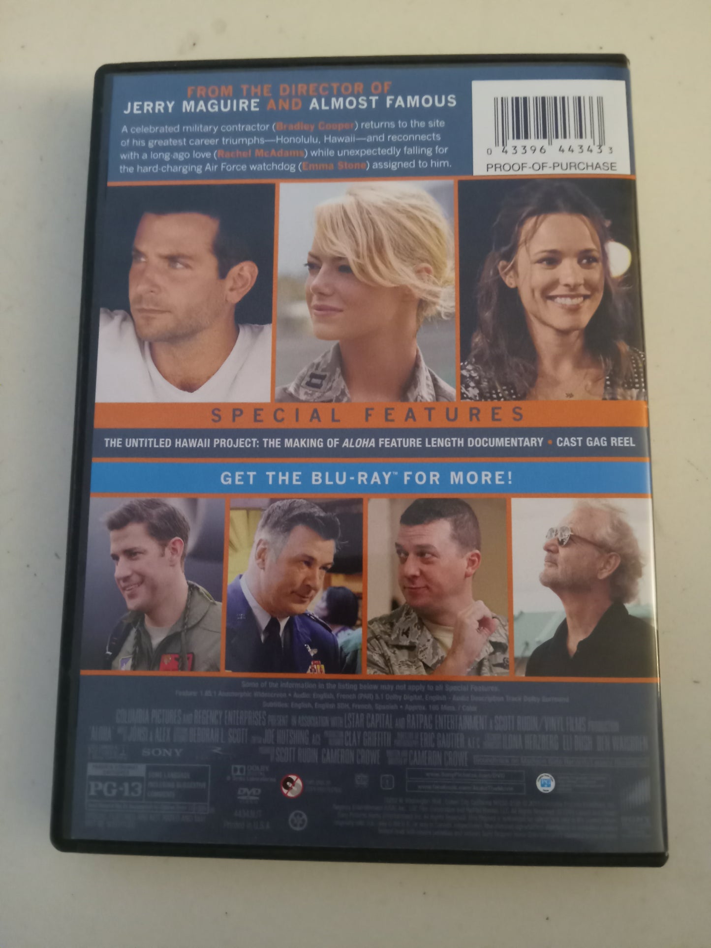 Aloha, DVD Movie, Bradley Cooper Widescreen, Rated PG-13, USED