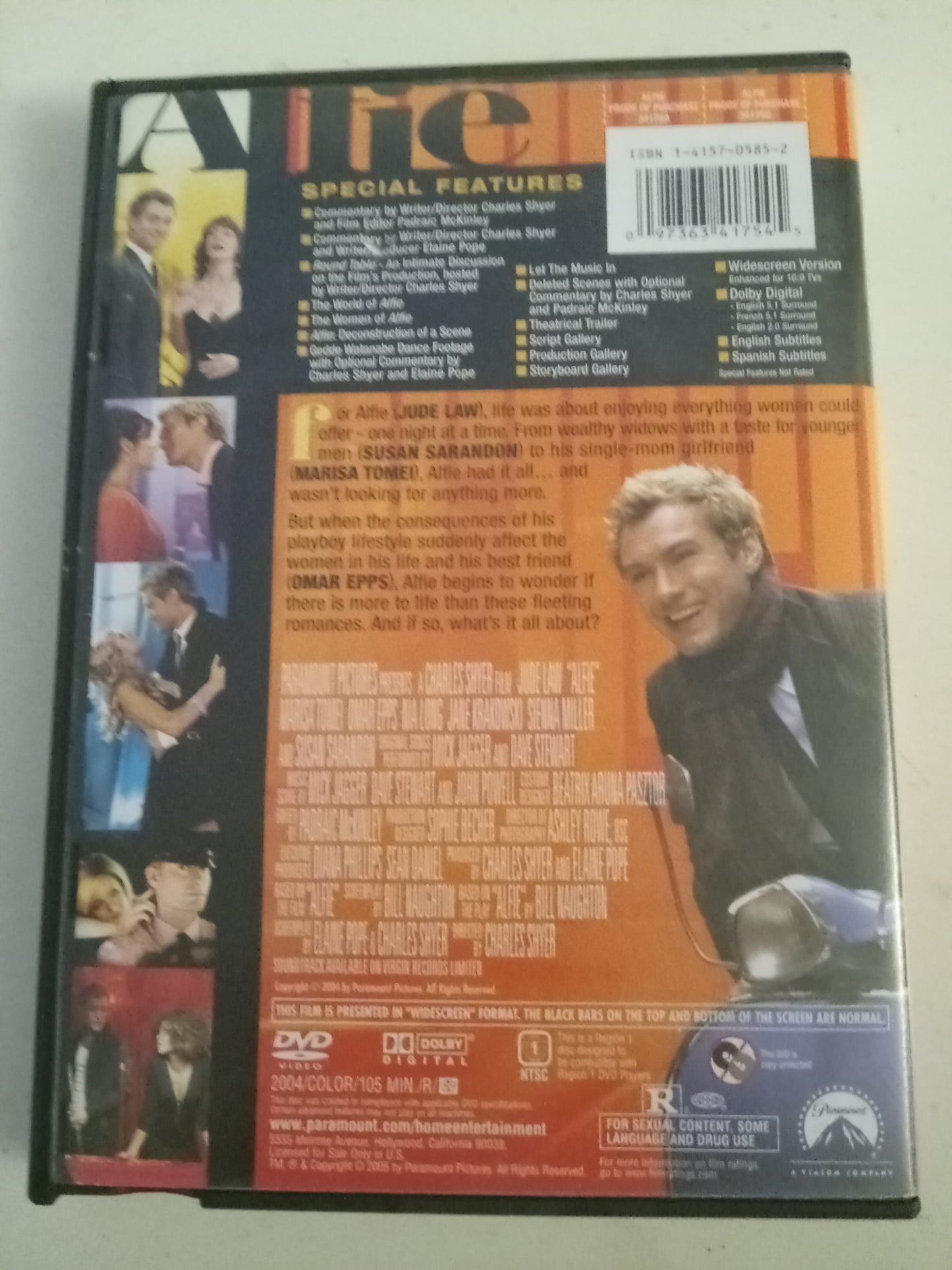 Alfie, DVD Movie, Jude Law Widescreen, Rated R, USED