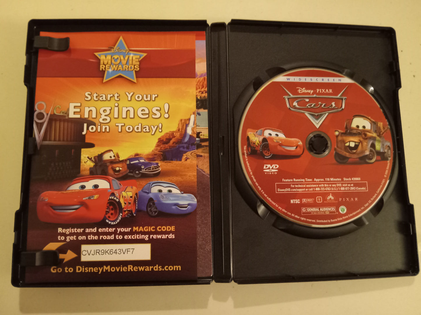Cars, Pixar Animated DVD Movie, Fullscreen/Widescreen, Rated G, USED