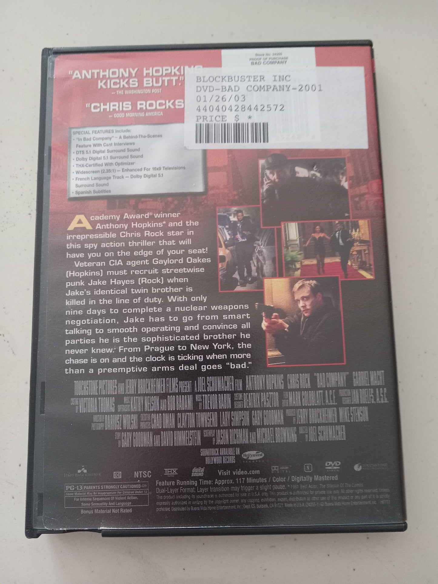 Bad Company, DVD Movie, Anthony Hopkins Widescreen, Rated PG-13, USED