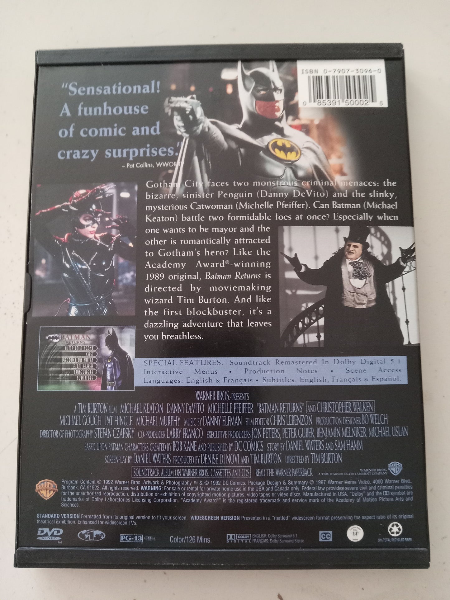 Batman Returns, DVD Movie, Michael Keaton Widescreen, Rated PG-13, USED