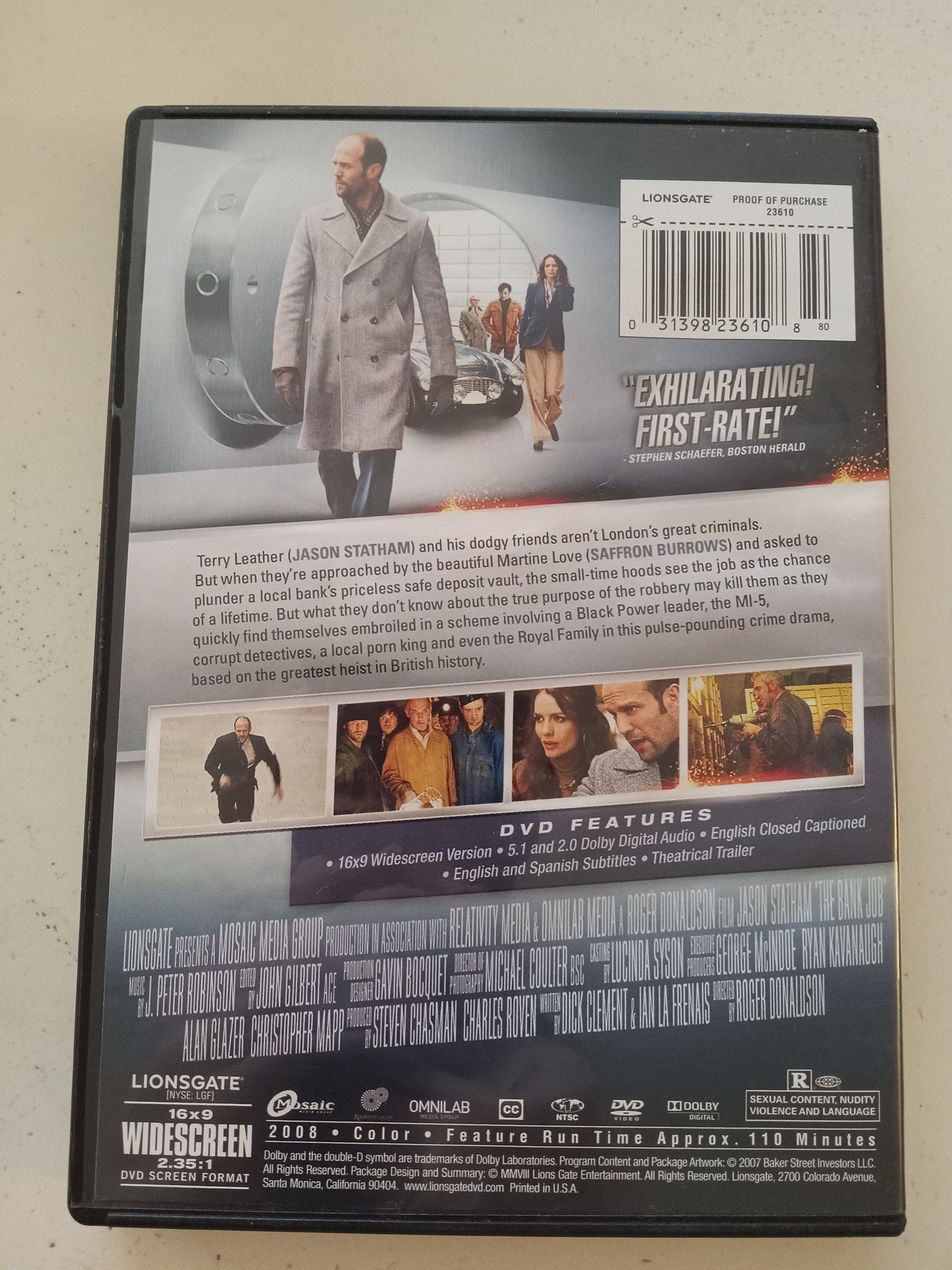 The Bank Job, DVD Movie, Jason Statham Widescreen, Rated R, USED