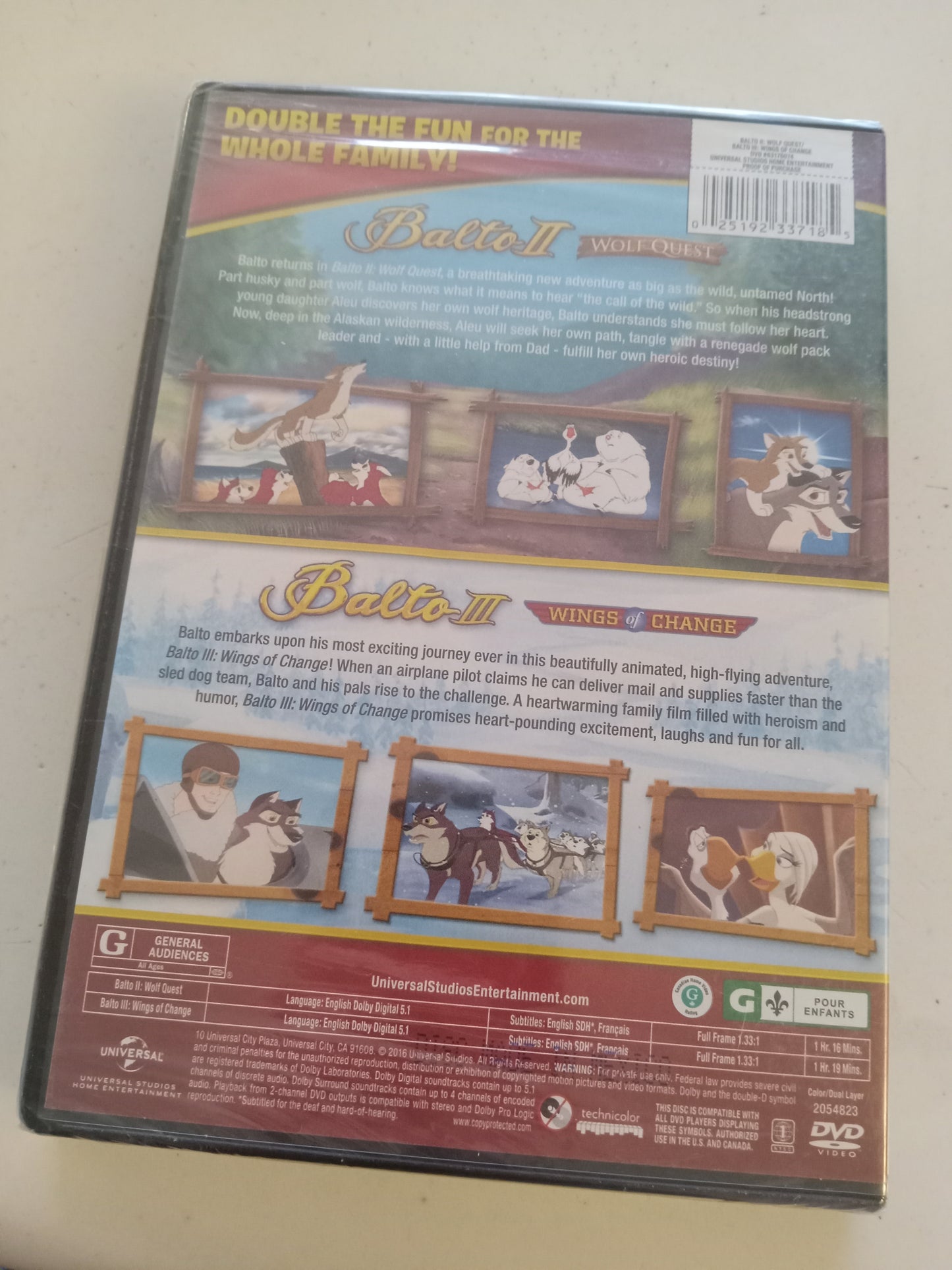 Balto II, 2 Wolf Quest, & Balto III, 3 Wings Of Change, 2 Animated DVD Movies, Widescreen, Rated G, NEW