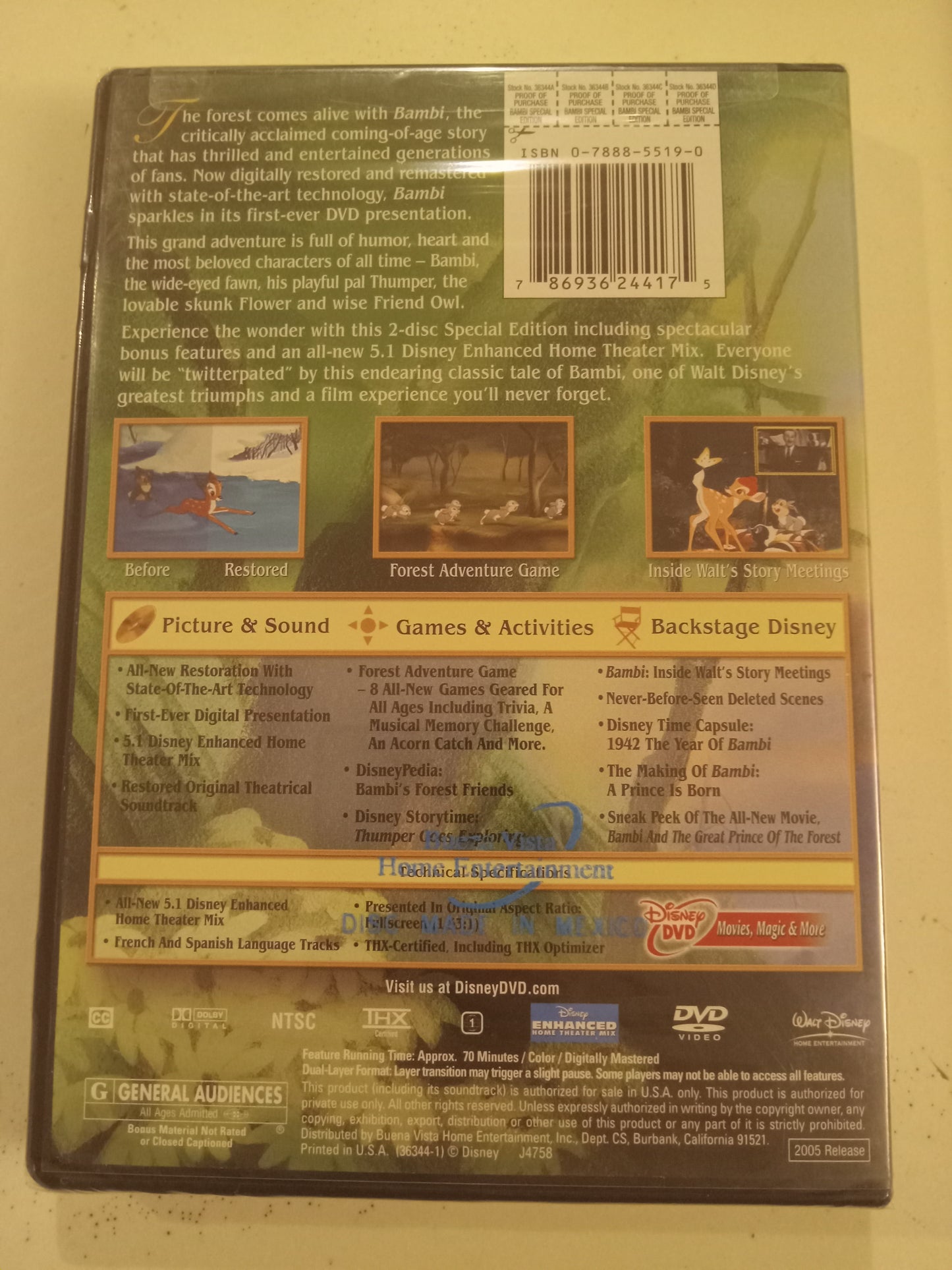 Bambi, Animated Disney Platinum Edition 2 Discs, DVD Movie, Fullscreen, Rated G, NEW/USED