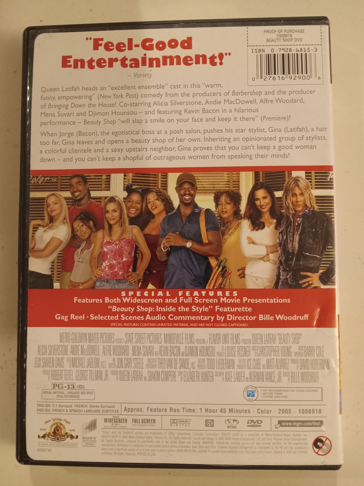 Beauty Shop, DVD Movie, Queen Latifah Fullscreen, Widescreen, Rated PG-13, USED