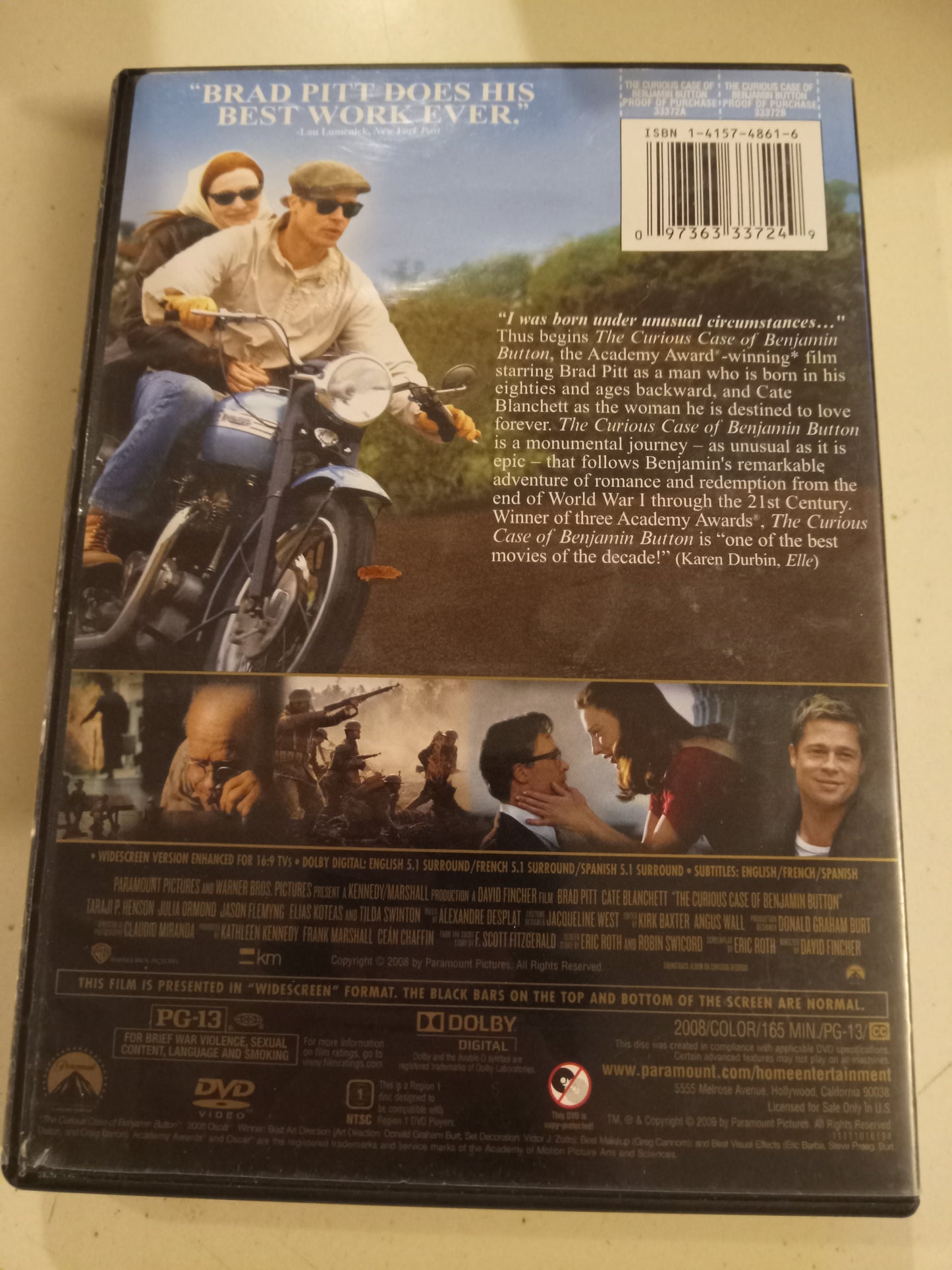 The Curious Case of Benjamin Button, DVD Movie, Brad Pitt Widescreen, Rated PG-13, USED