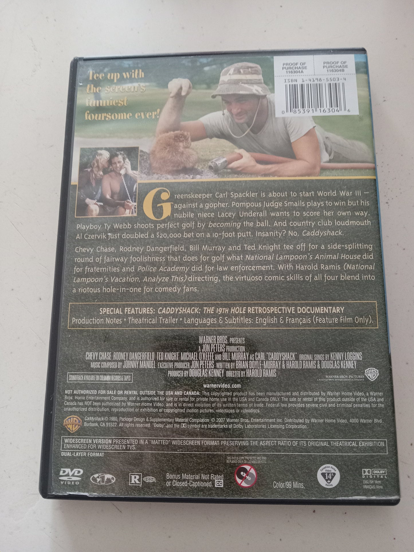 Caddyshack, DVD Movie, Chevy Chase Widescreen, Rated R, USED