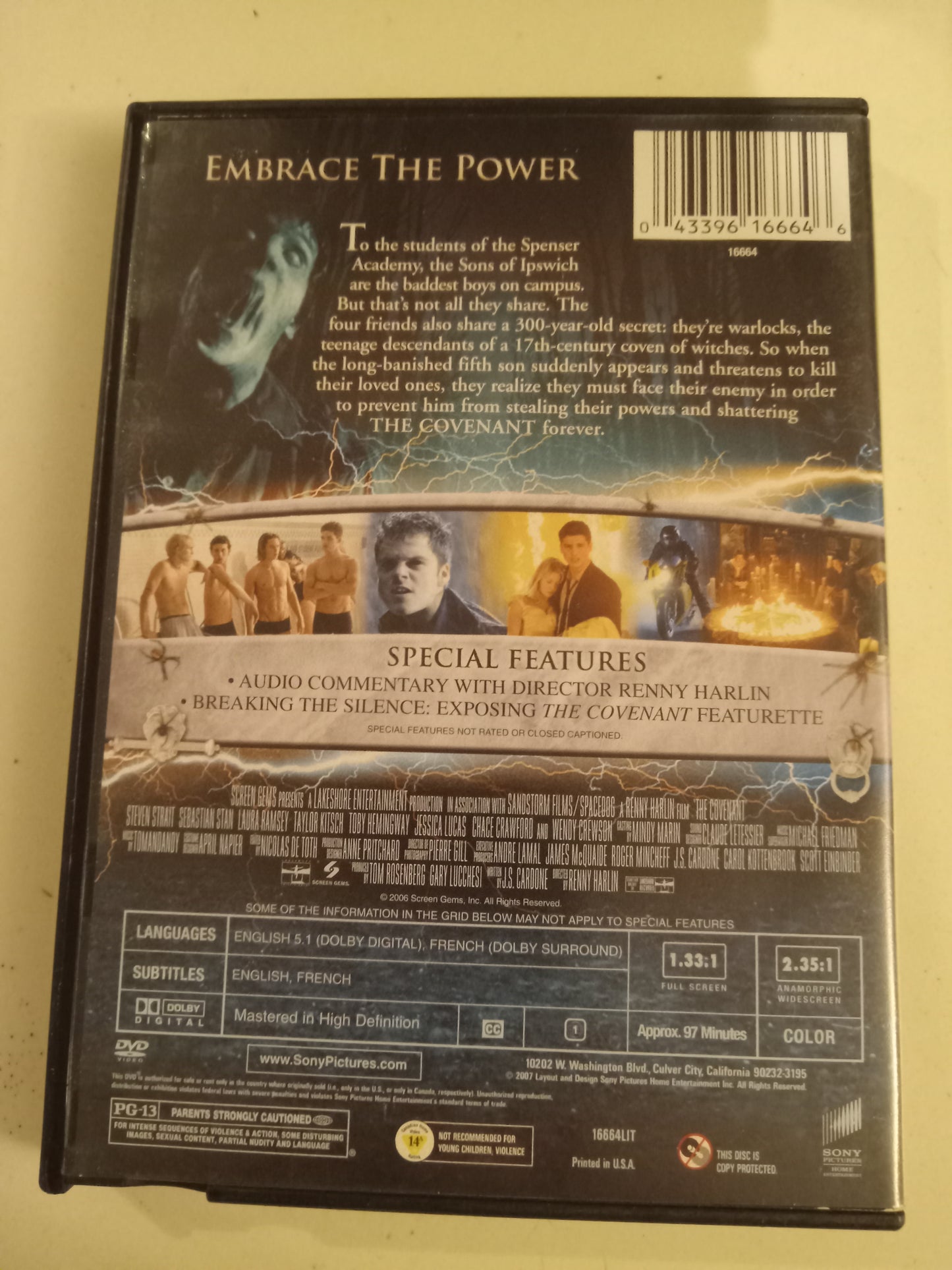 The Covenant, DVD Movie, Steven Strait Fullscreen, Widescreen, Rated PG-13, USED