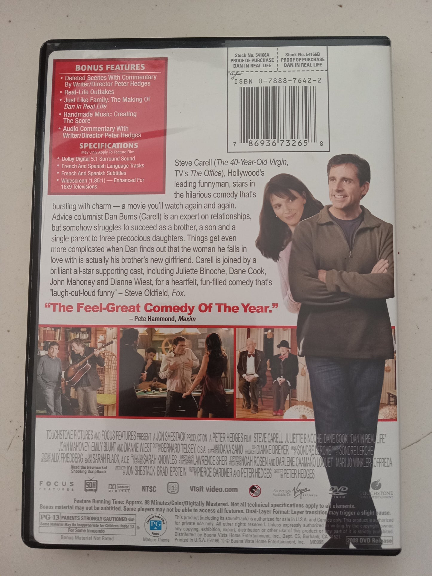 Dan In Real Life, DVD Movie, Steve Carell Widescreen, Rated PG-13, USED, NEW