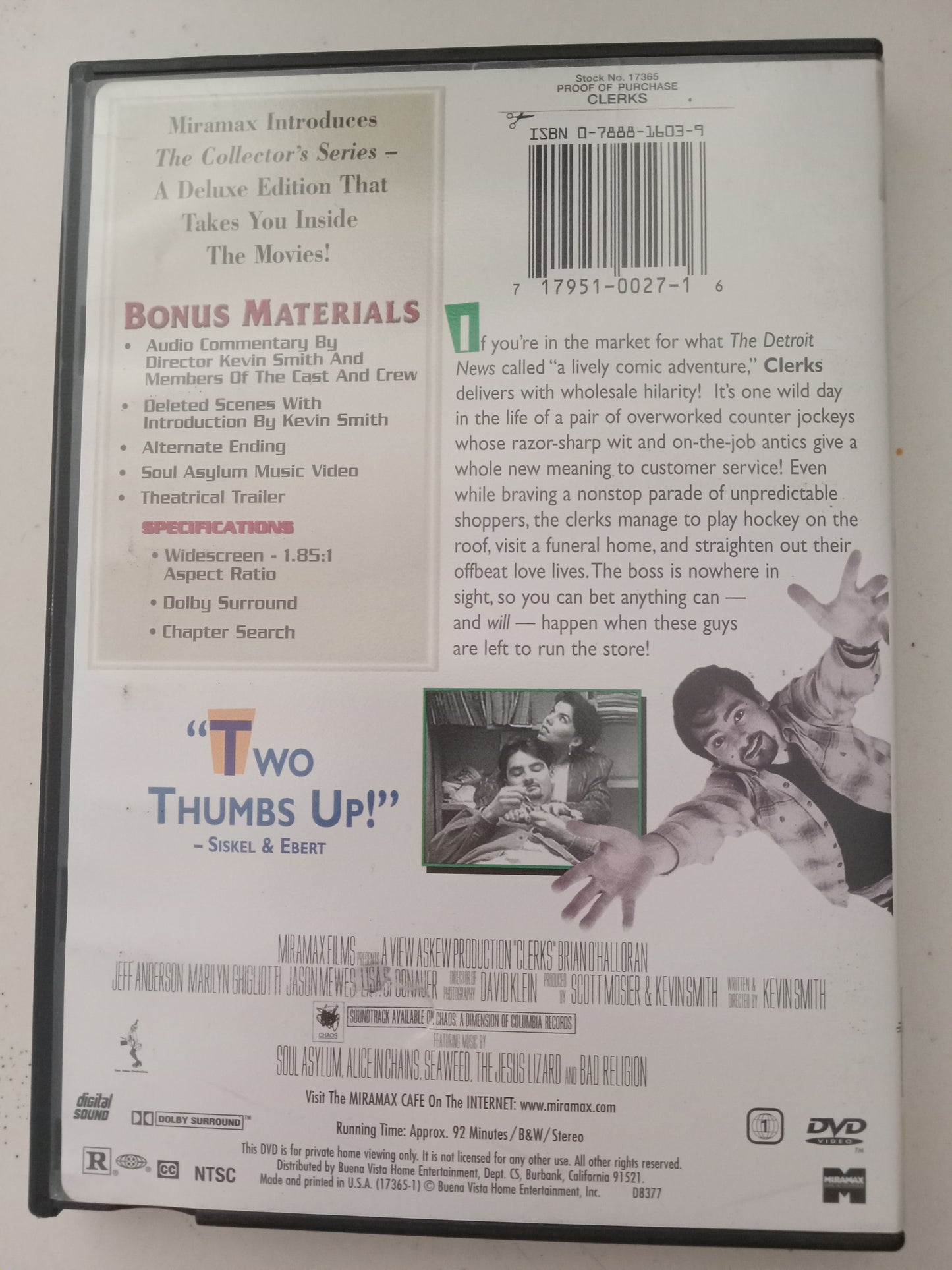 Clerks, DVD Movie, Jeff Anderson Widescreen, Rated R, USED