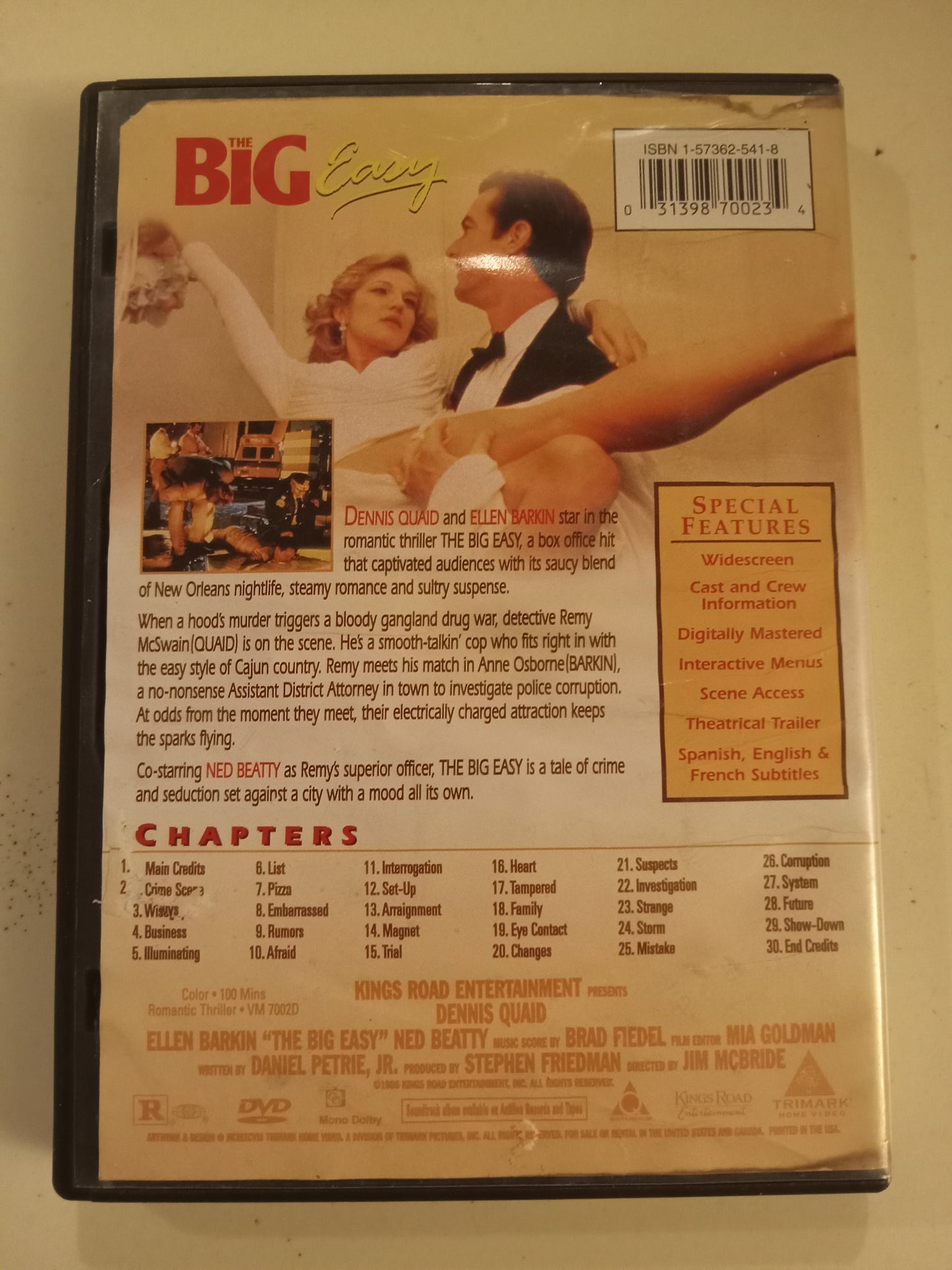 The Big Easy, DVD Movie, Dennis Quaid Widescreen, Rated R, USED