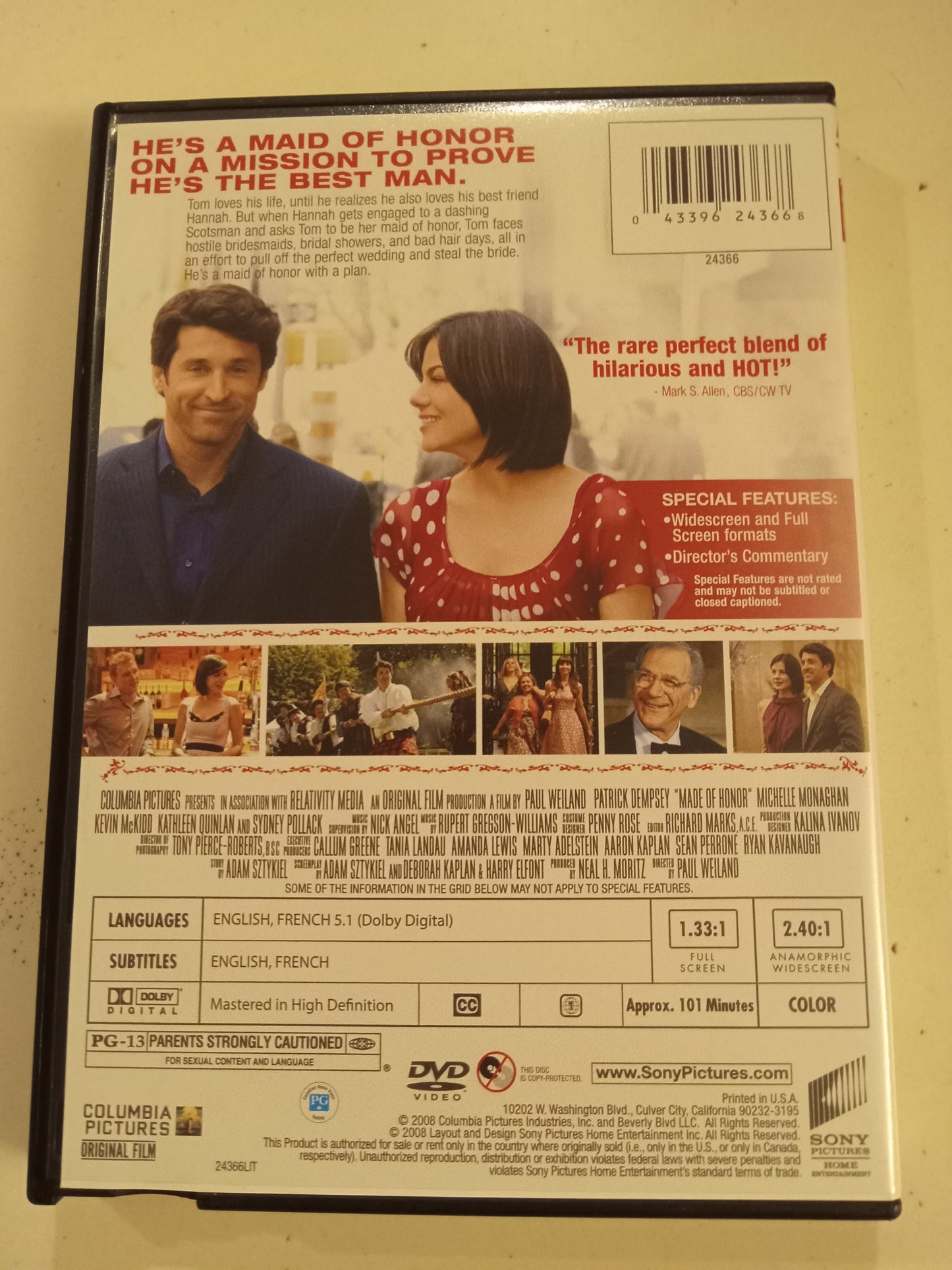 Made Of Honor, DVD Movie, Patrick Dempsey Widescreen & Fullscreen, Rated PG-13, NEW/USED
