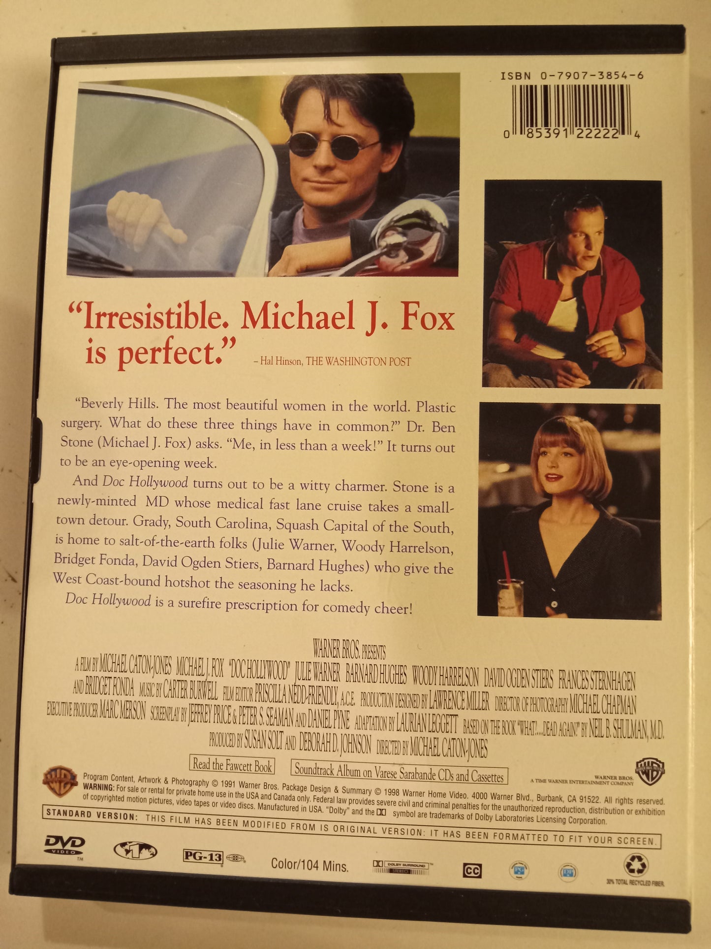 Doc Hollywood, DVD Movie, Michael J. Fox Widescreen, Rated PG-13, USED