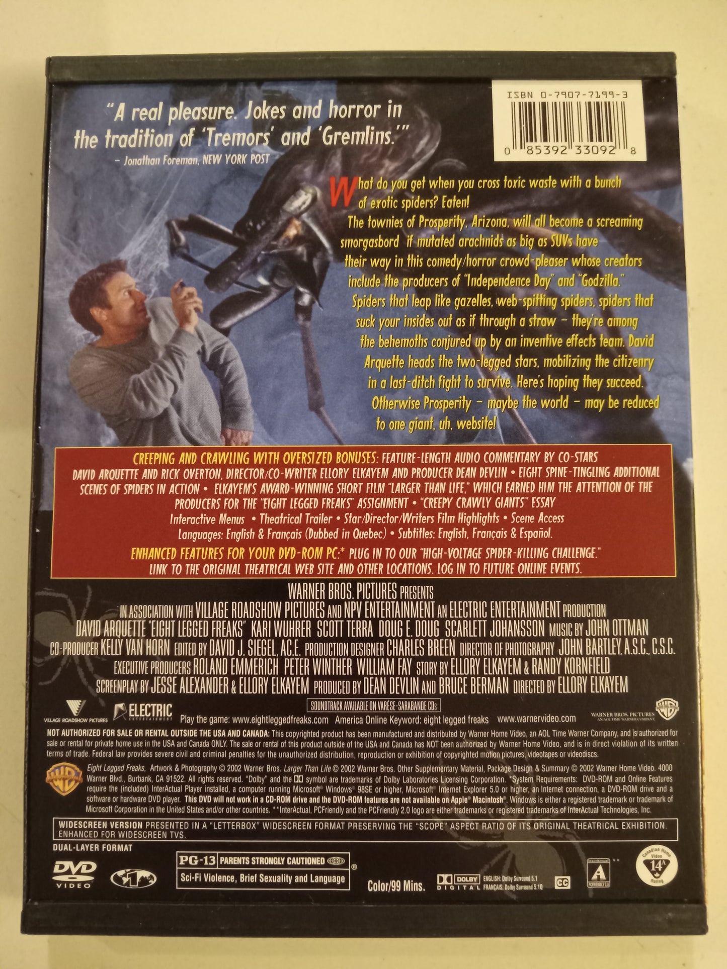 Eight Legged Freaks, DVD Movie, David Arquette Widescreen, Rated PG-13, NEW/USED