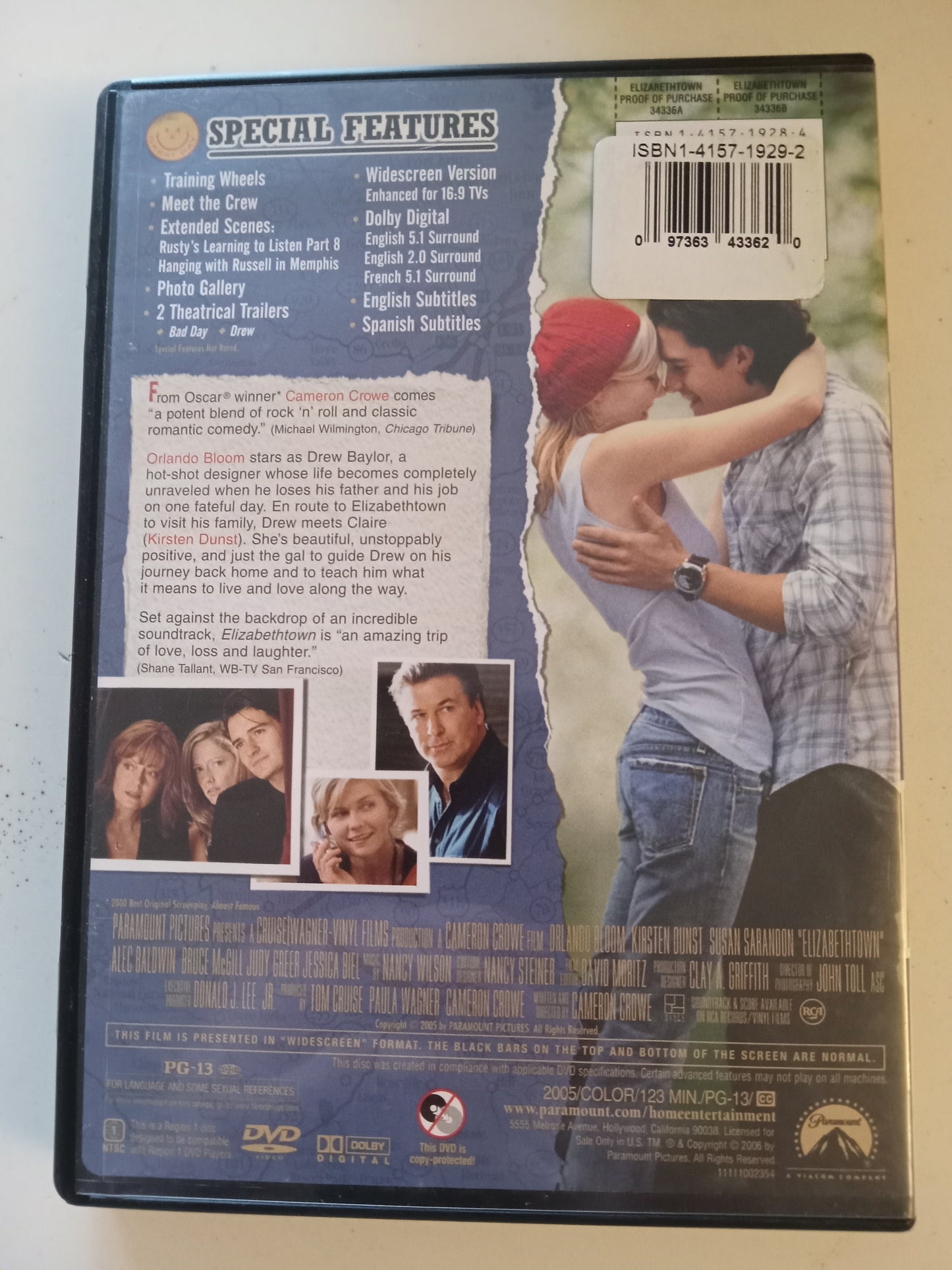 ElizabethTown, DVD Movie, Orlando Bloom Widescreen, Rated PG-13, USED