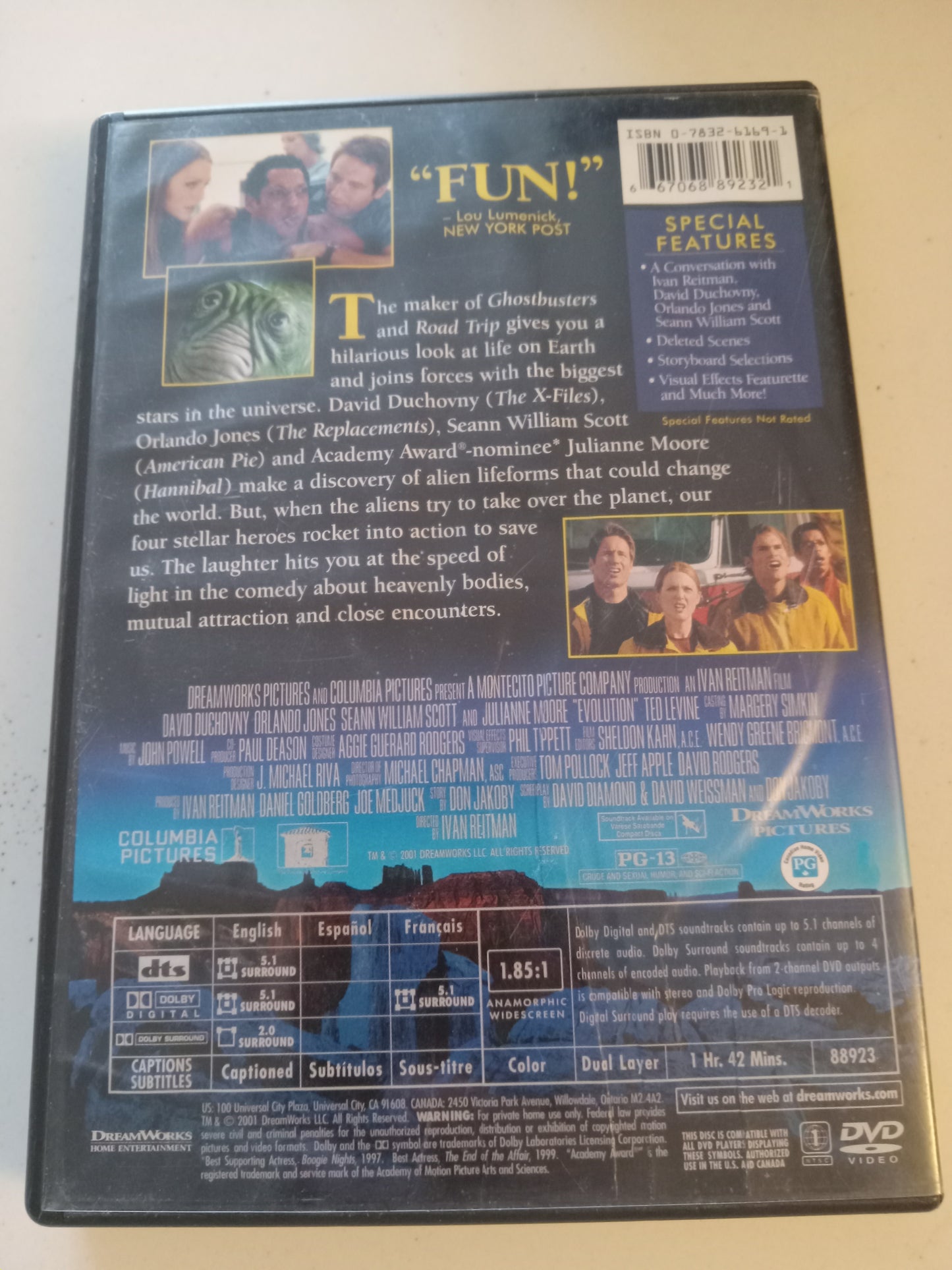 Evolution, DVD Movie, David Duchovny Widescreen, Rated PG-13, USED