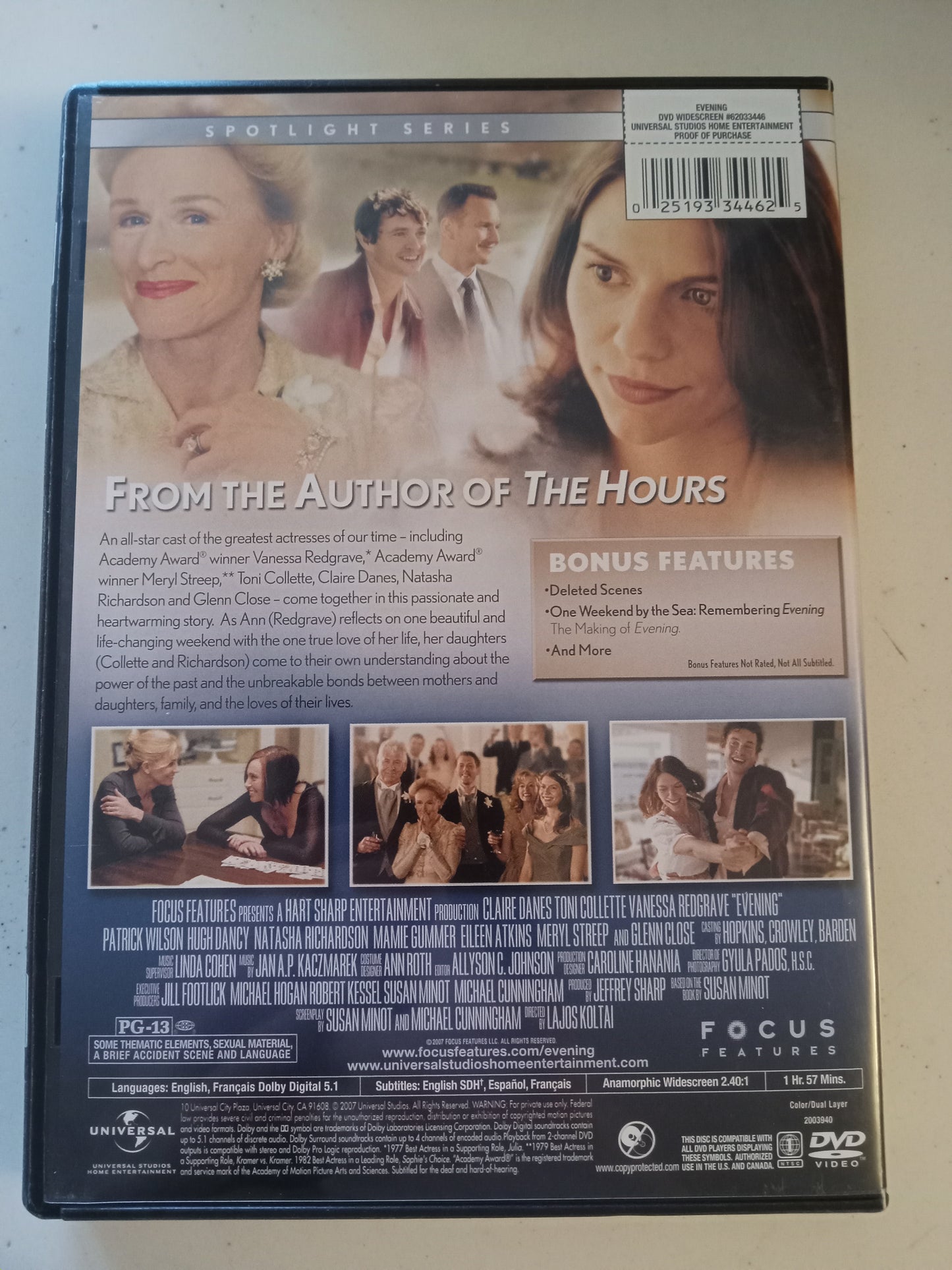Evening, DVD Movie, Claire Danes Widescreen, Rated PG-13, USED